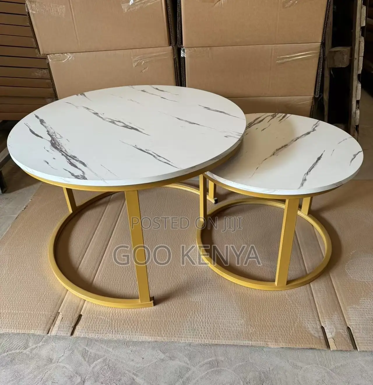 Home Table Set;Durable Marble Top Round Nesting Tables For Living Room