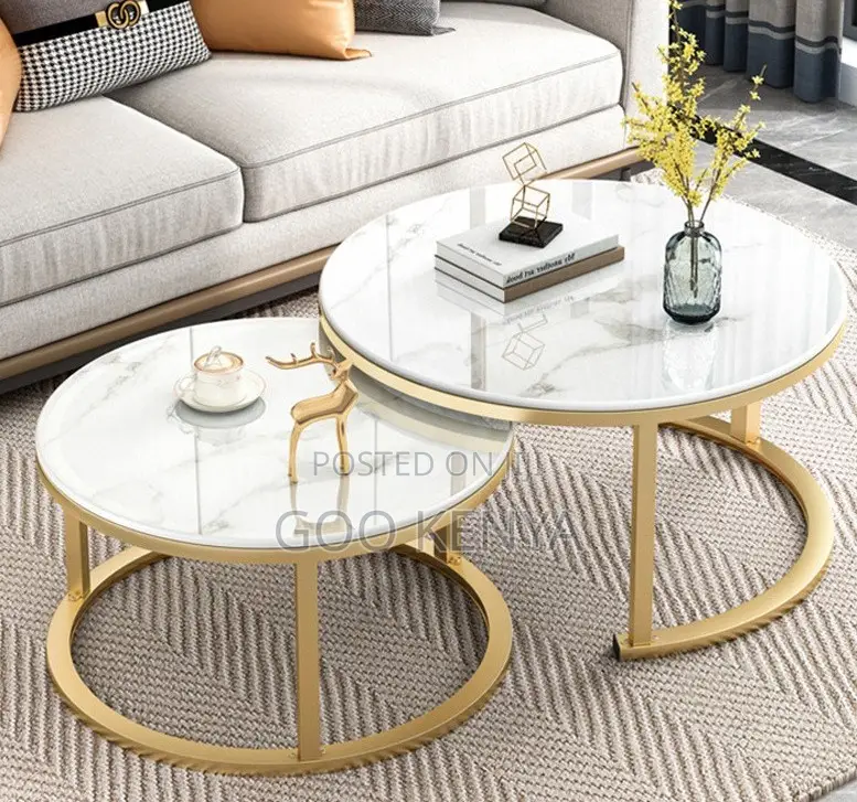 Home Table Set;Durable Marble Top Round Nesting Tables For Living Room