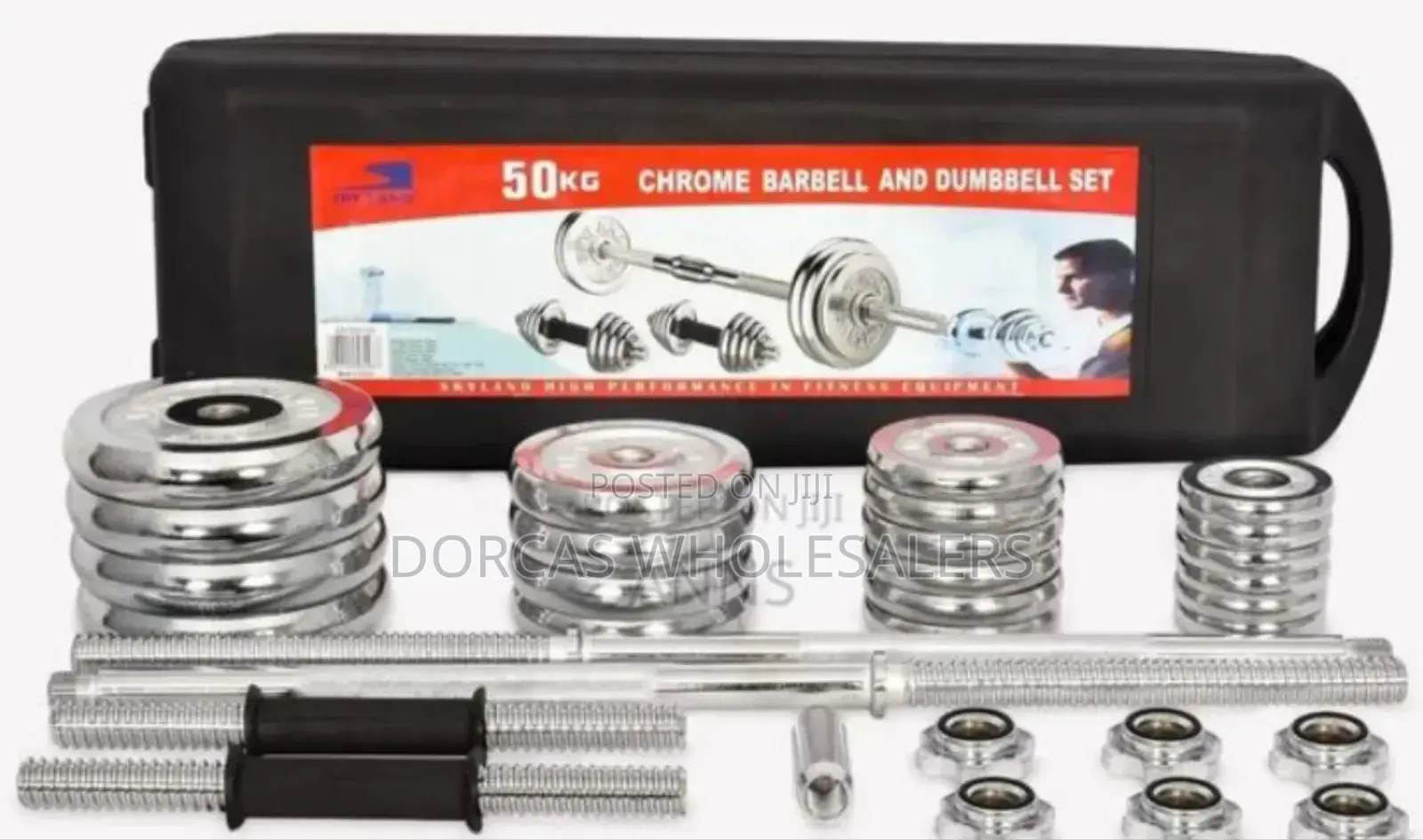 With Case and Barbel 50kgs Dumbells