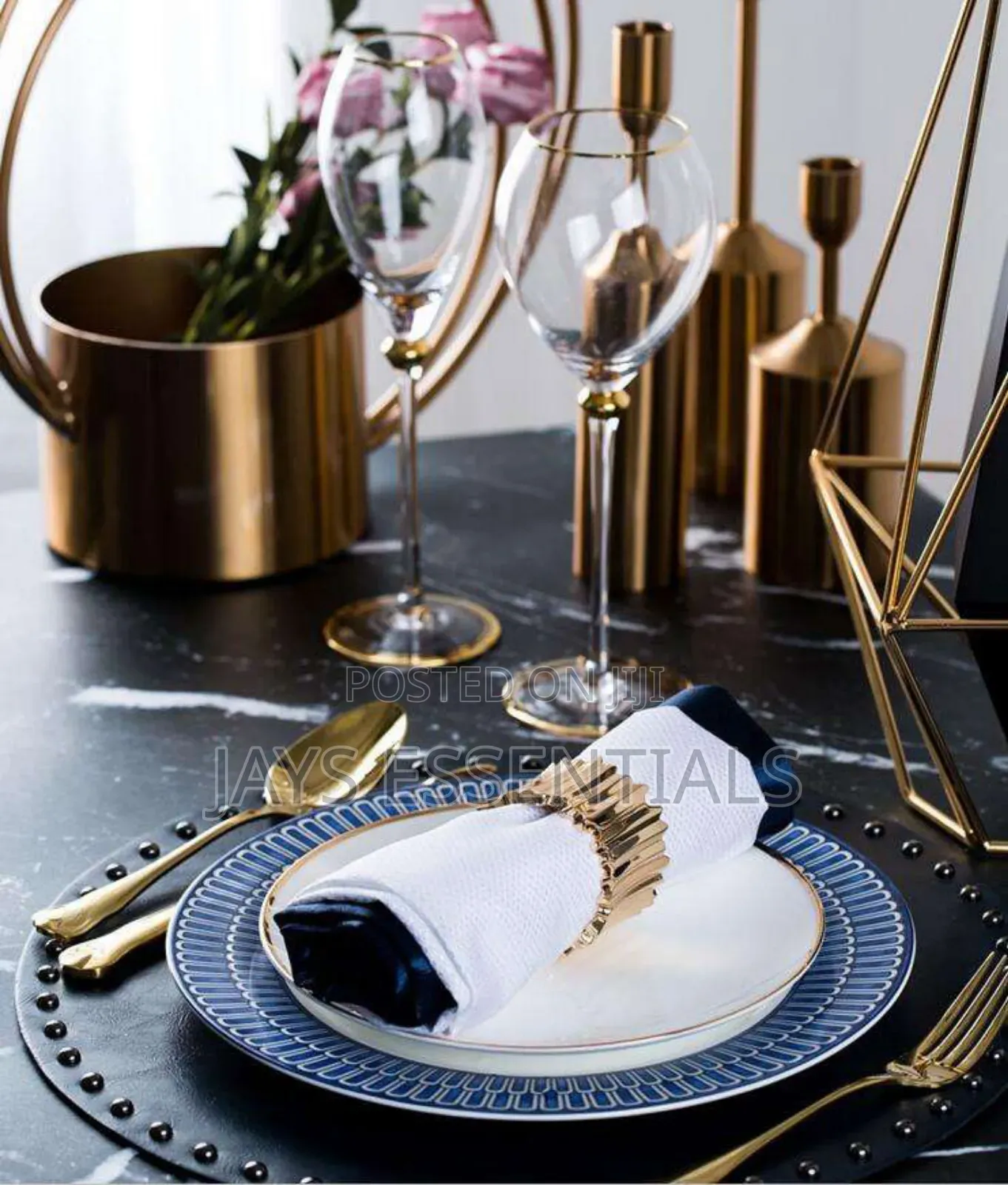 6pcs Long Gold Rim Wine Glasses
