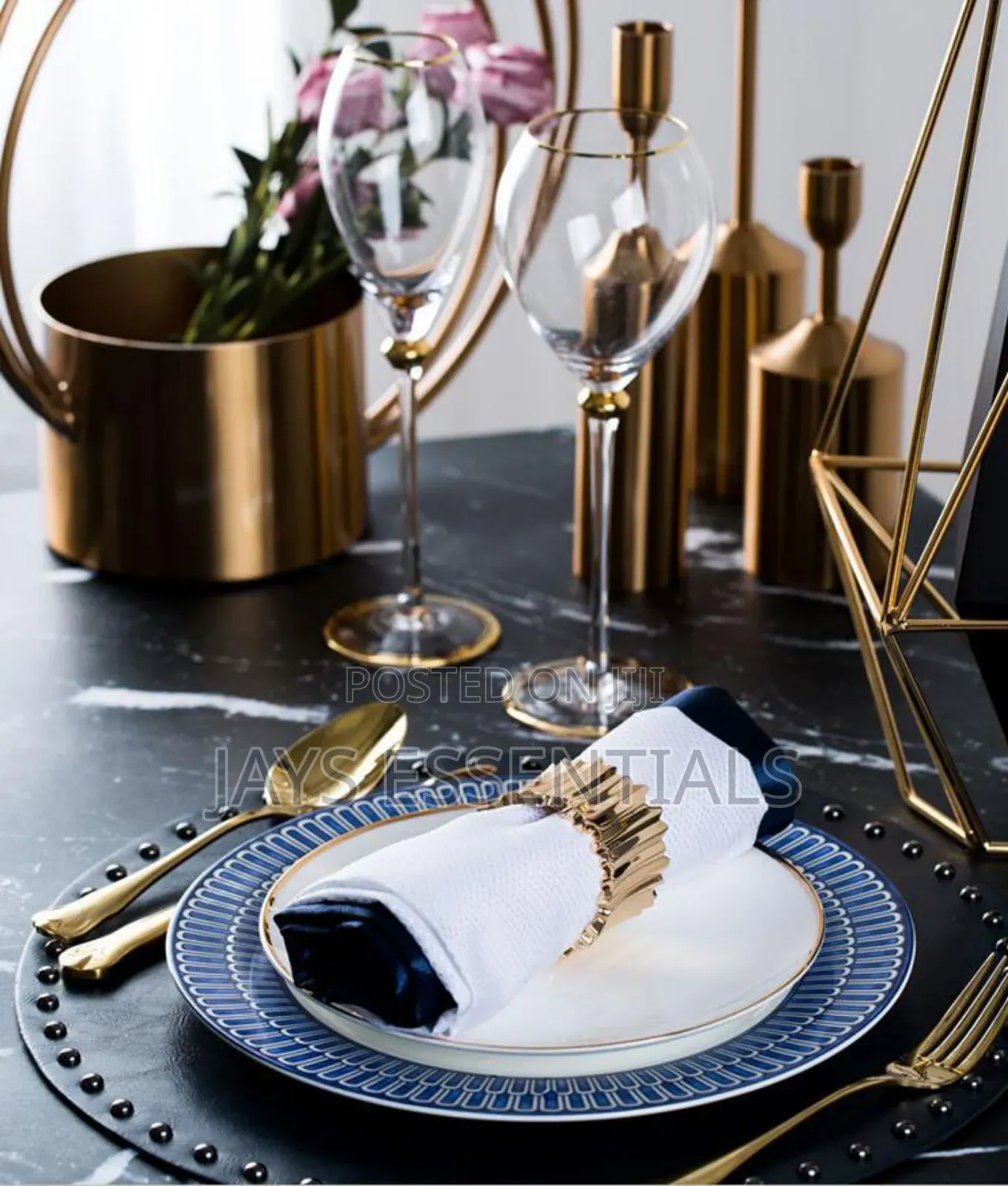6pcs Long Gold Rim Wine Glasses