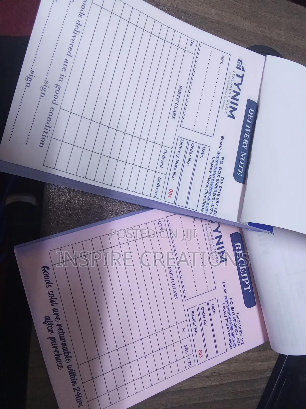 A5 Receipt Books Printing**/ +-