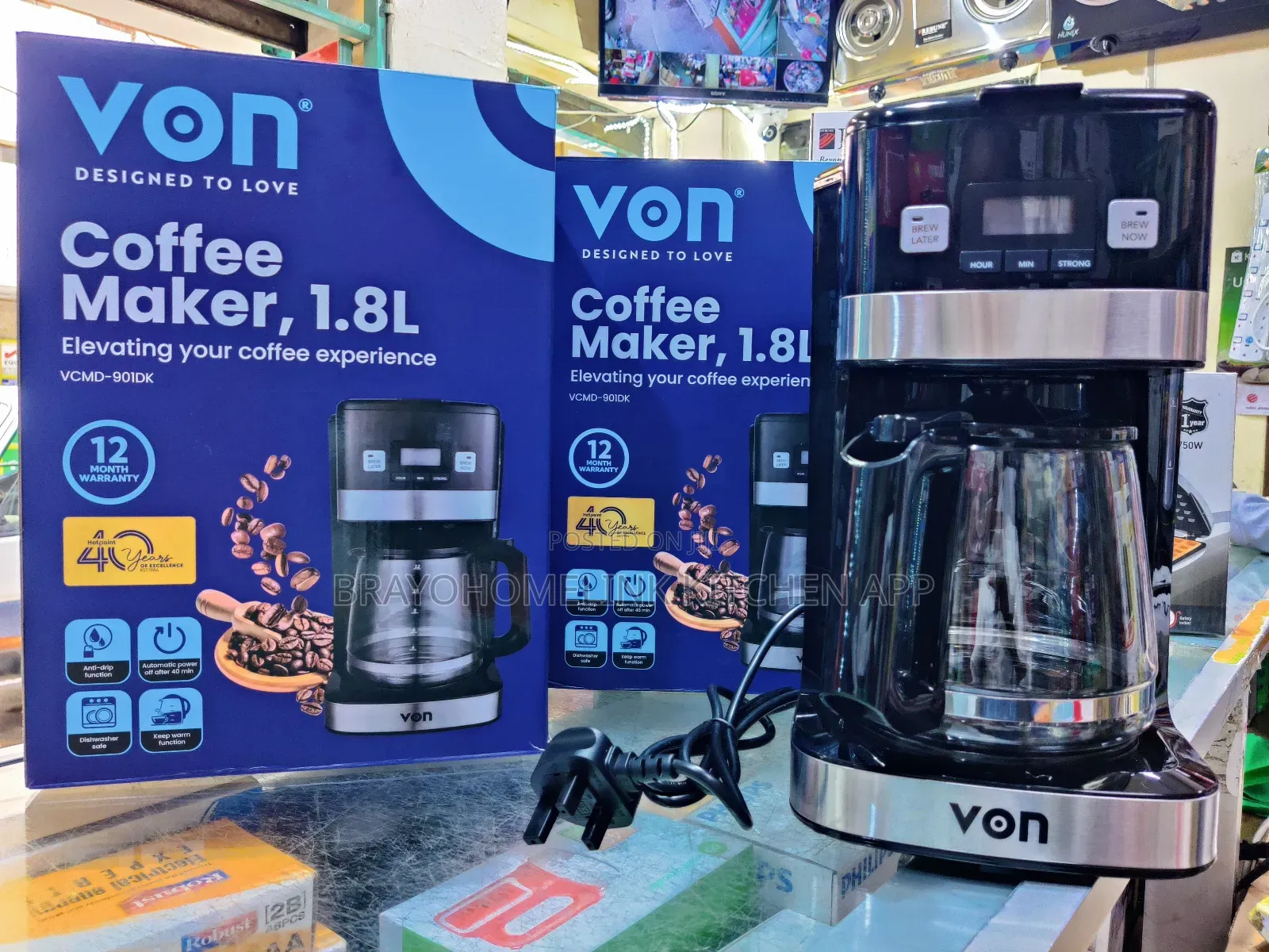 *Von Coffee Maker Digital,Black VCMD-901dk 
Drip Coffee Machine