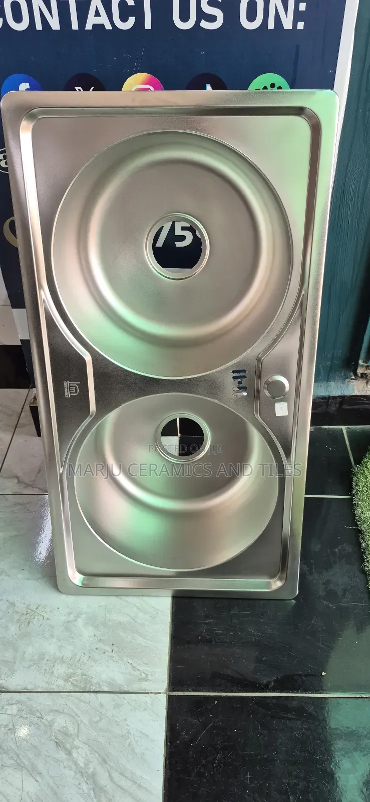 Round Stainless Steel Double Bowl Kitchen Sink