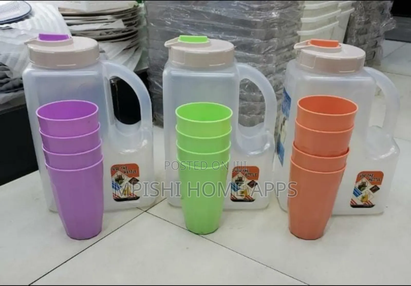 4 Liter Plastic Water Fridge Bottle Set
