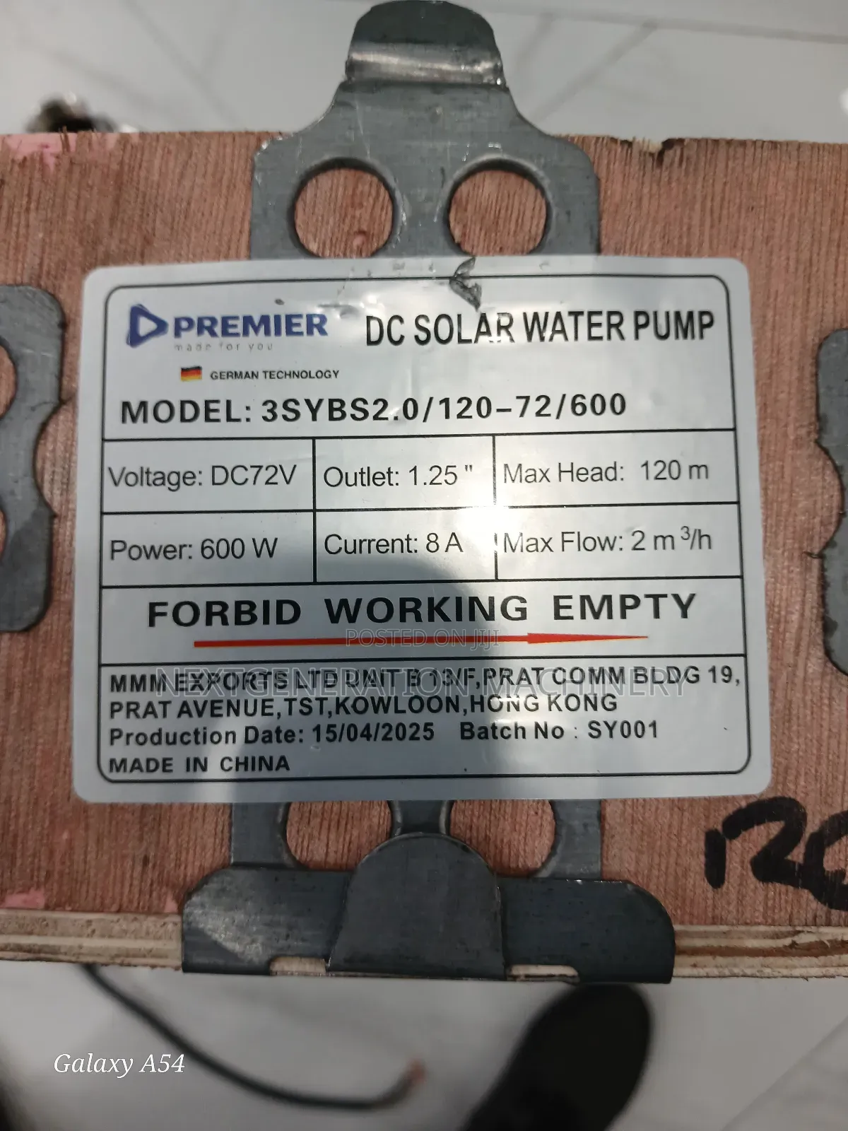 Premier Solar Submersible Pump 120m