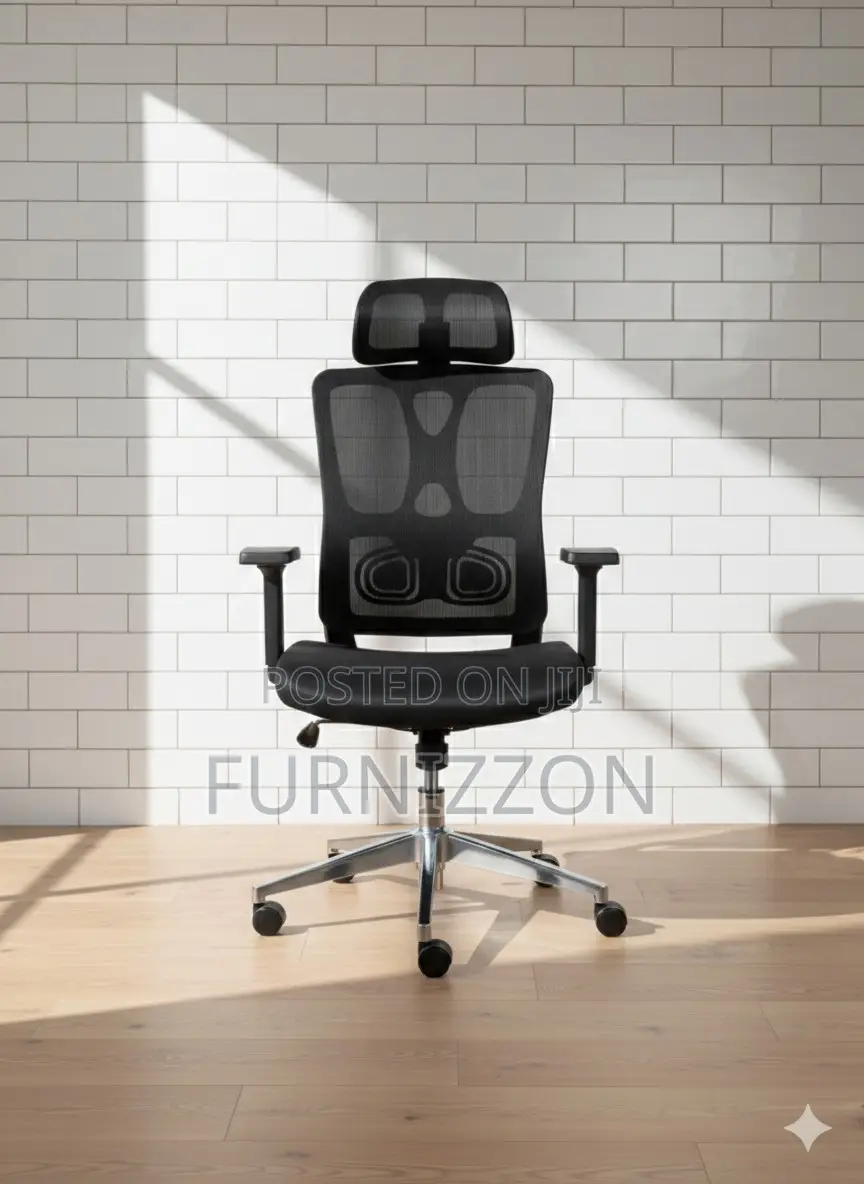 Black High Back Mesh Swivel Chair With Headrest