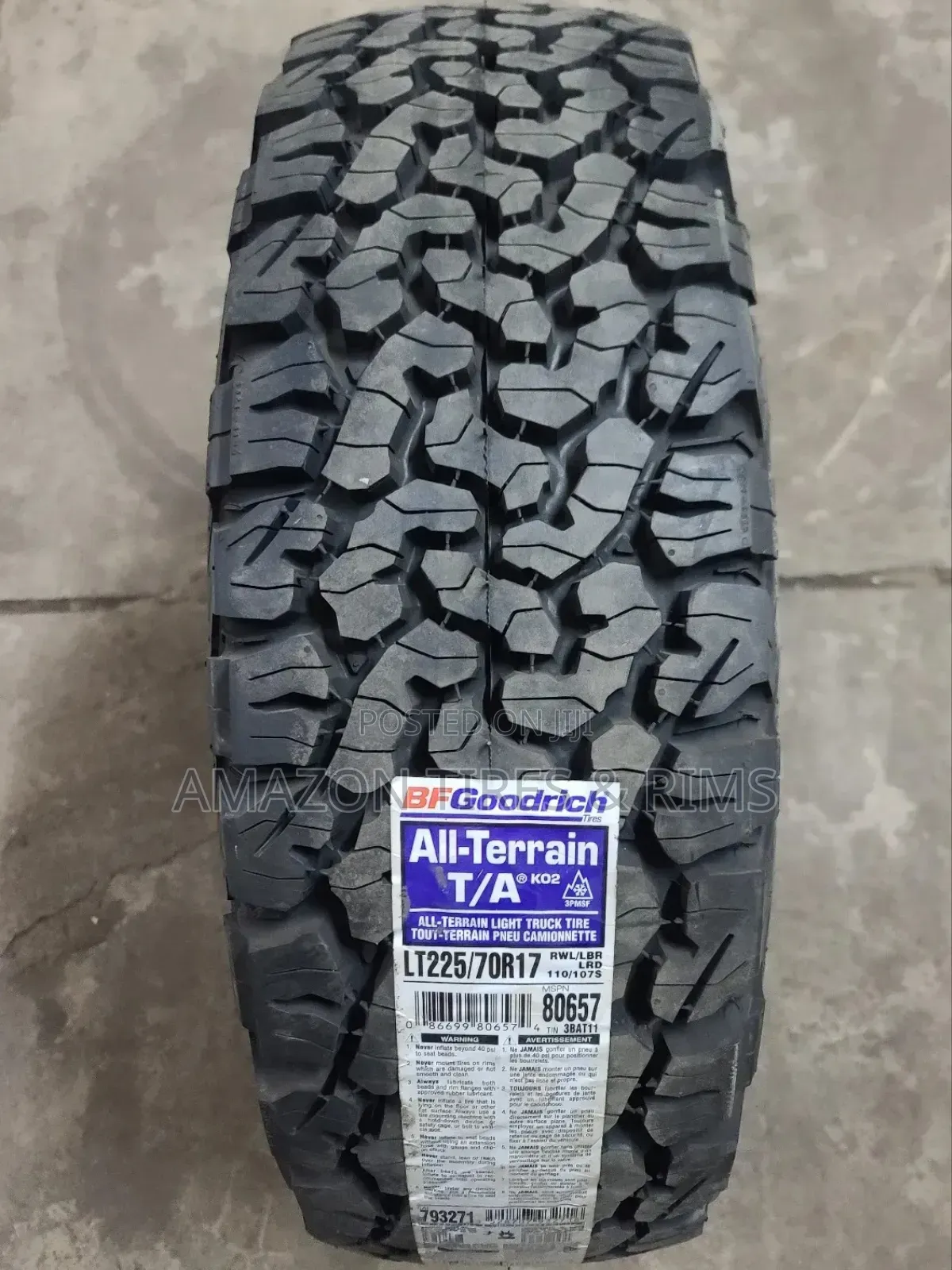 225/70r17 Bf Goodrich Tyres a/Tk02 Made in Usa