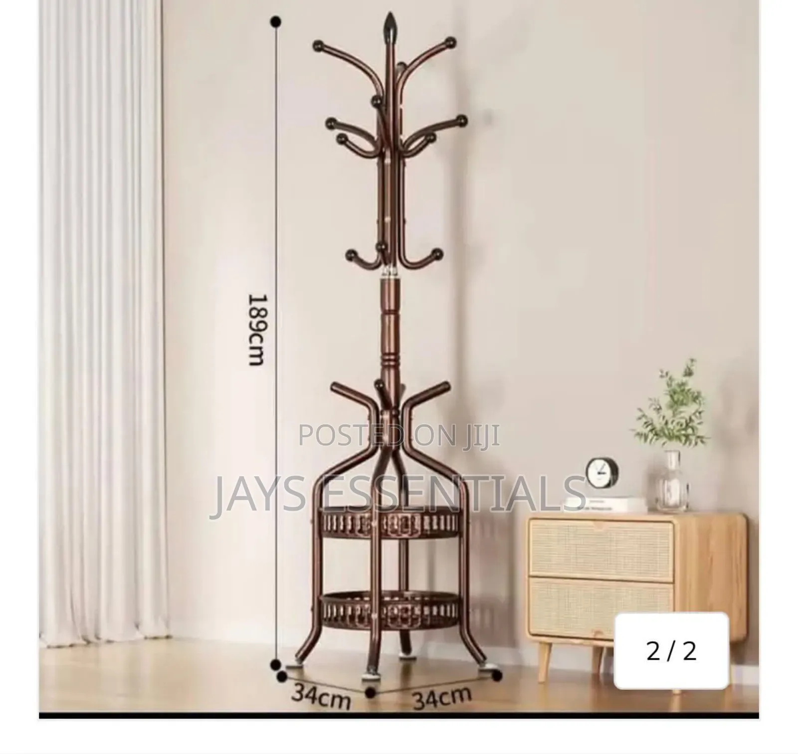 Wrought Iron Coat and Handbag Standing Rack