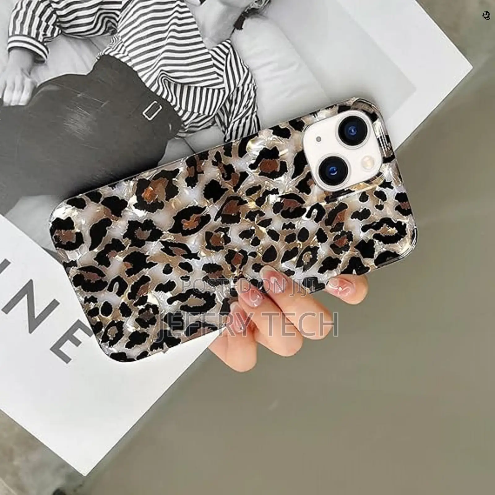 Wesjy iPhone 14 Clear Vintage Leopard Print Soft Silicone Cover