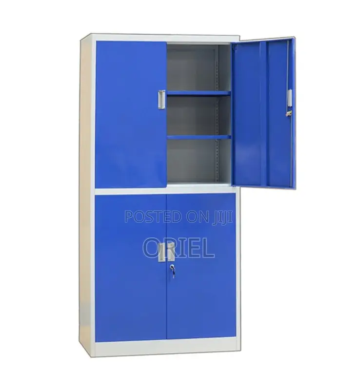 Office Cabinets; Modern Locking Metallic Blue Workplace Cabinet