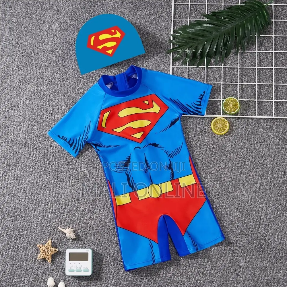 Kids Cartoon Themed Swimming Costume With Cap Boys Girls Swimsuit Set