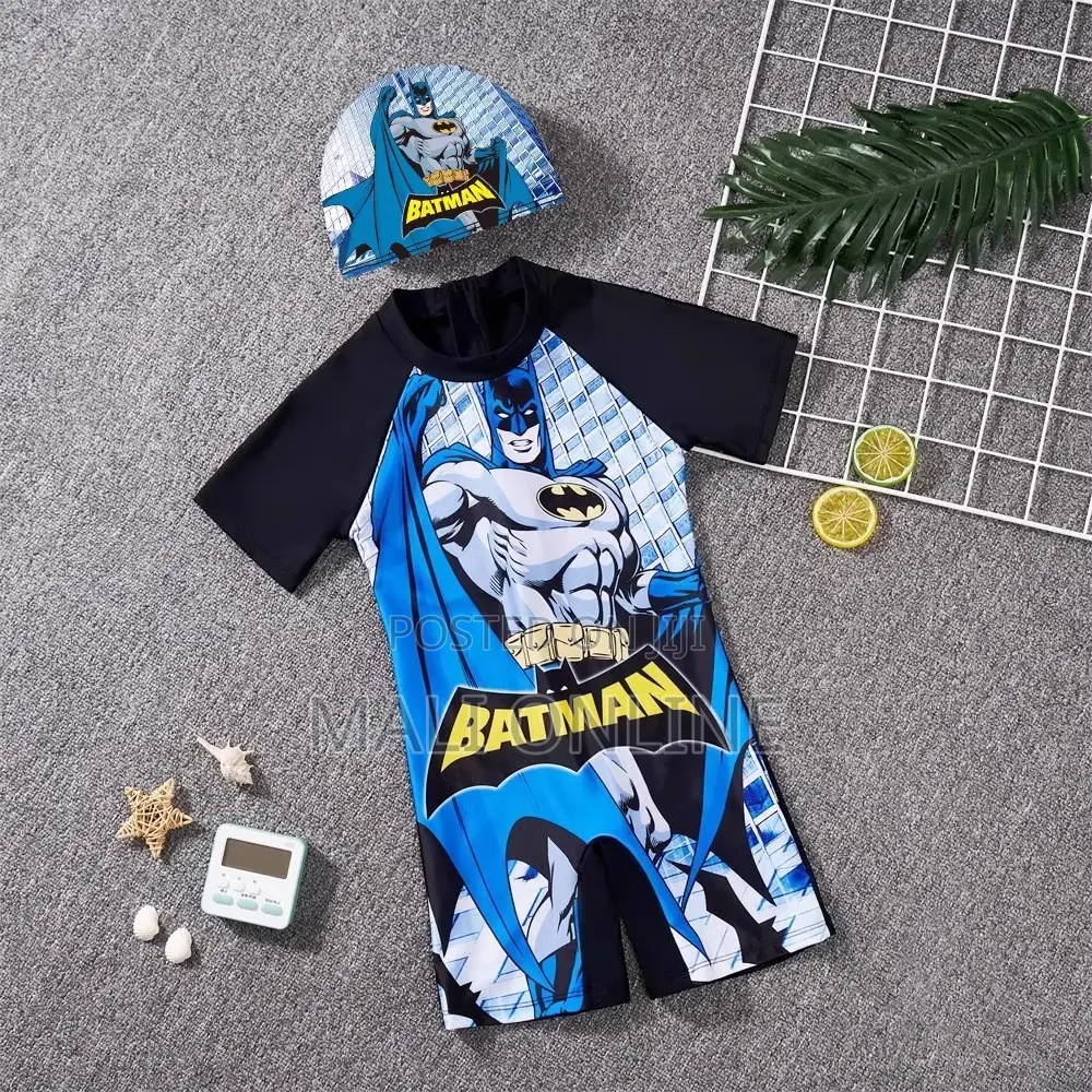 Kids Cartoon Themed Swimming Costume With Cap Boys Girls Swimsuit Set