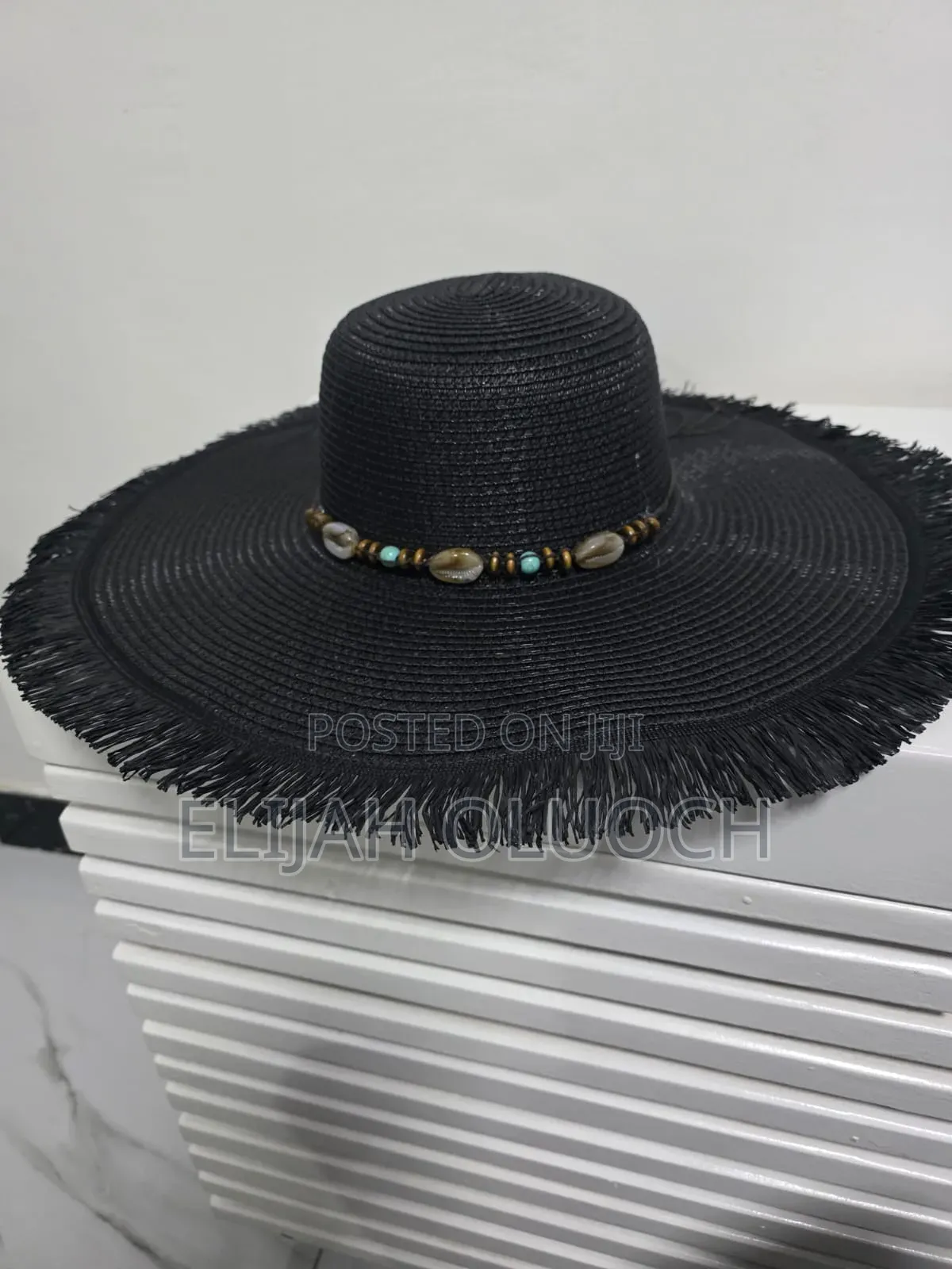 Black Women Summer Beach Wide Brim Straw Hat