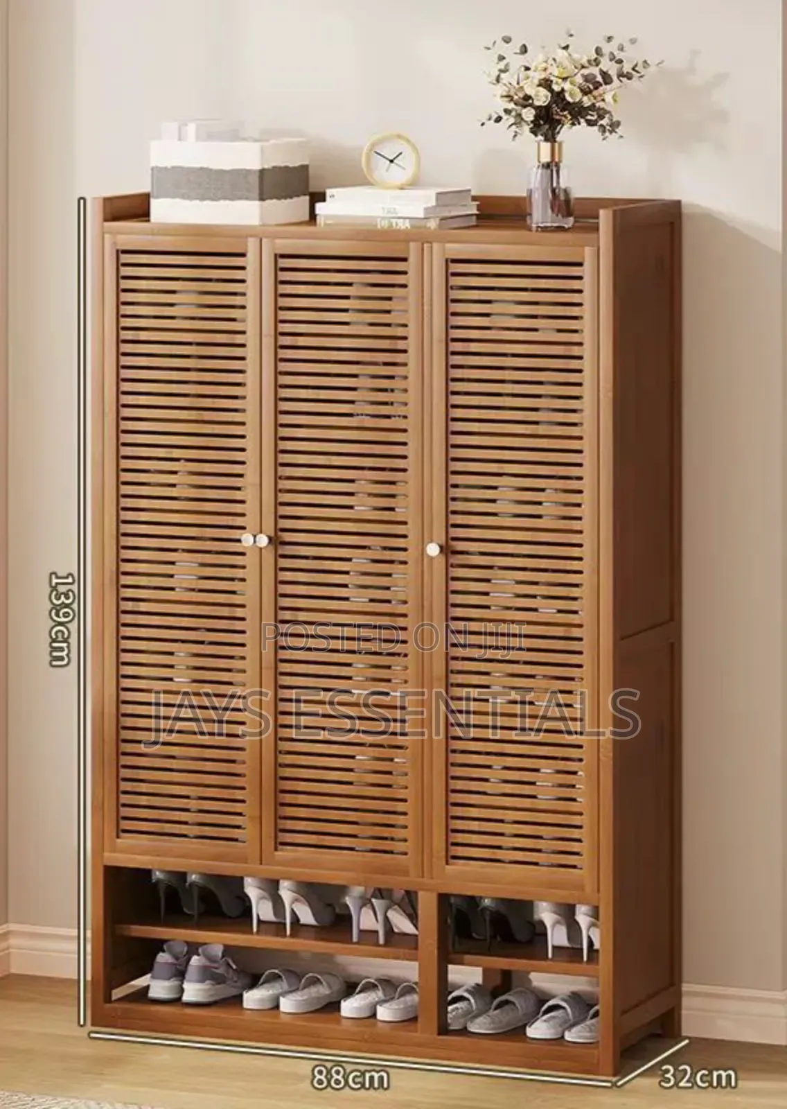 10-Tier Wooden Bamboo Shoe Cabinet