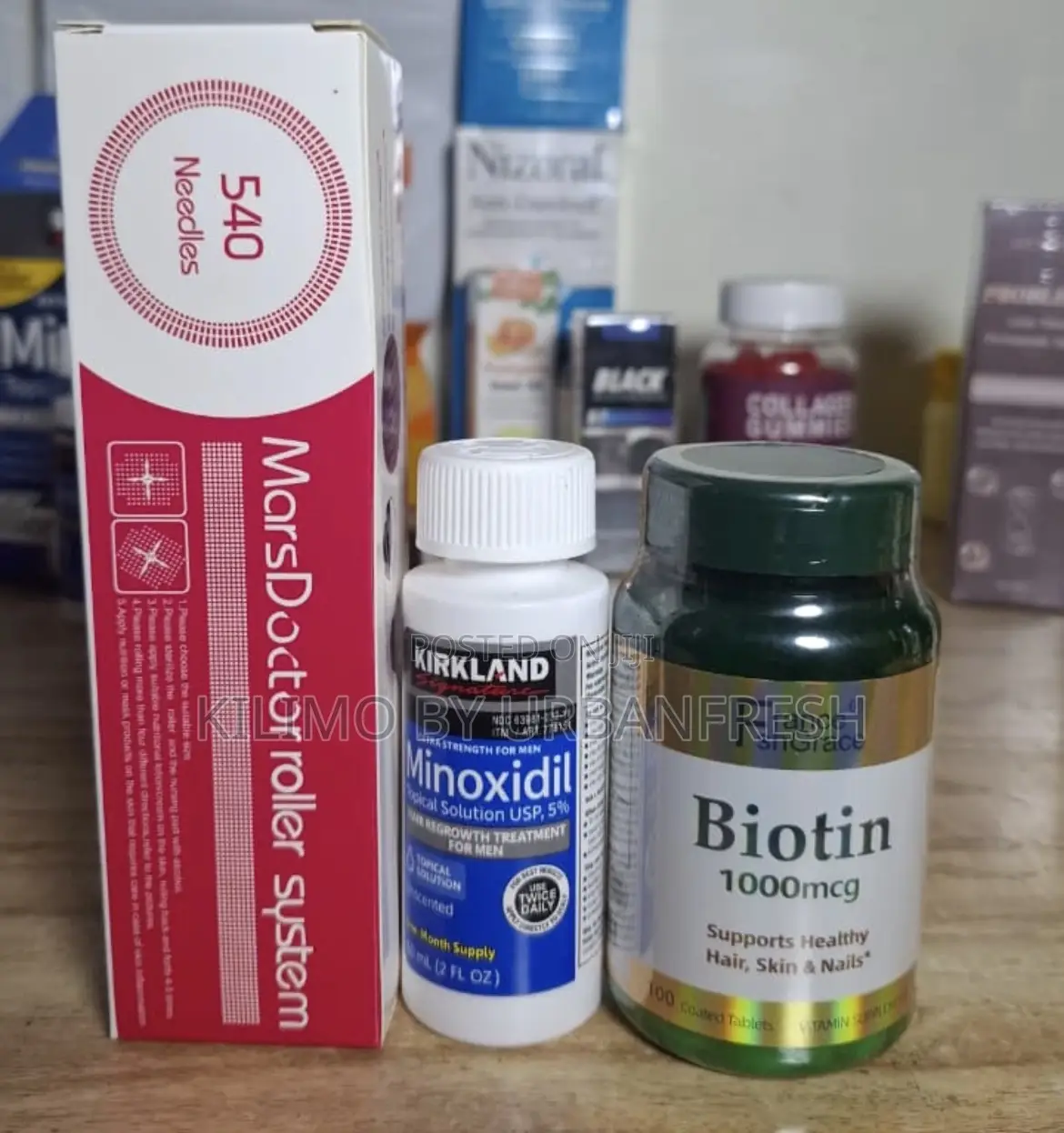 Derma Stamp + Minoxidil 5% 50ml Biotin 100 Tablets