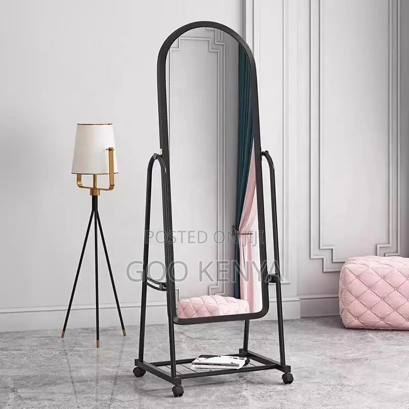 Home Mirror; Standing Bedroom Mirror With Storage And Casters