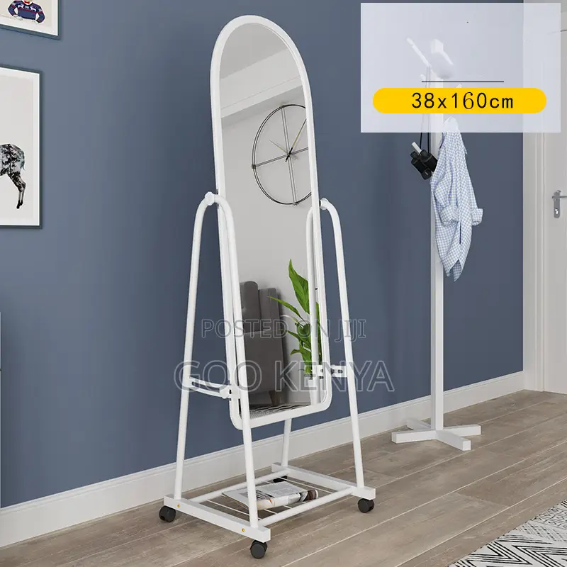 Home Mirror; Standing Bedroom Mirror With Storage And Casters