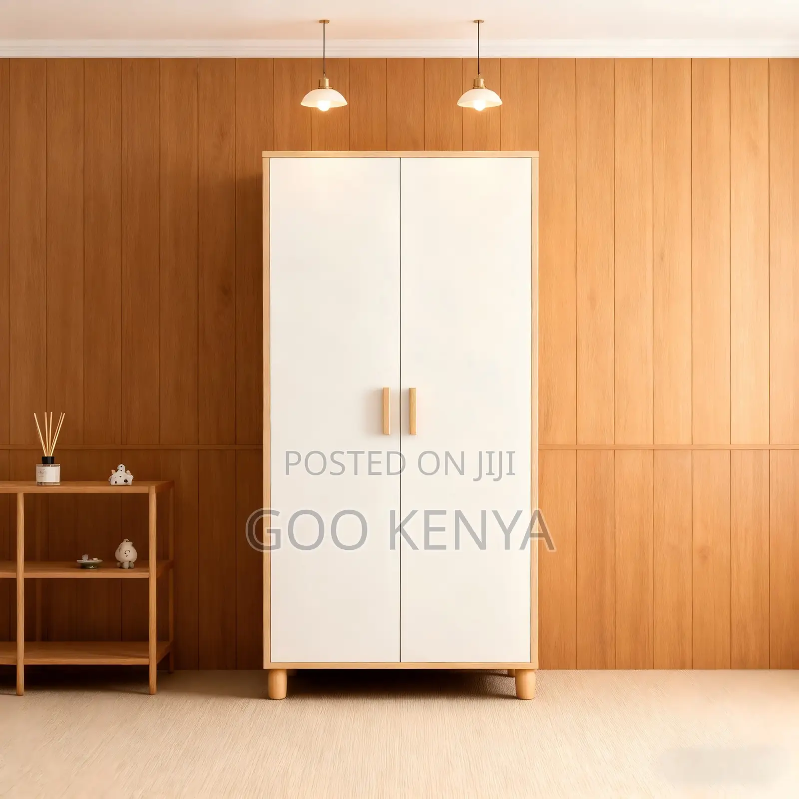 Home Wardrobe; Minimalist White Wooden Bedroom Closet – 2 Doors