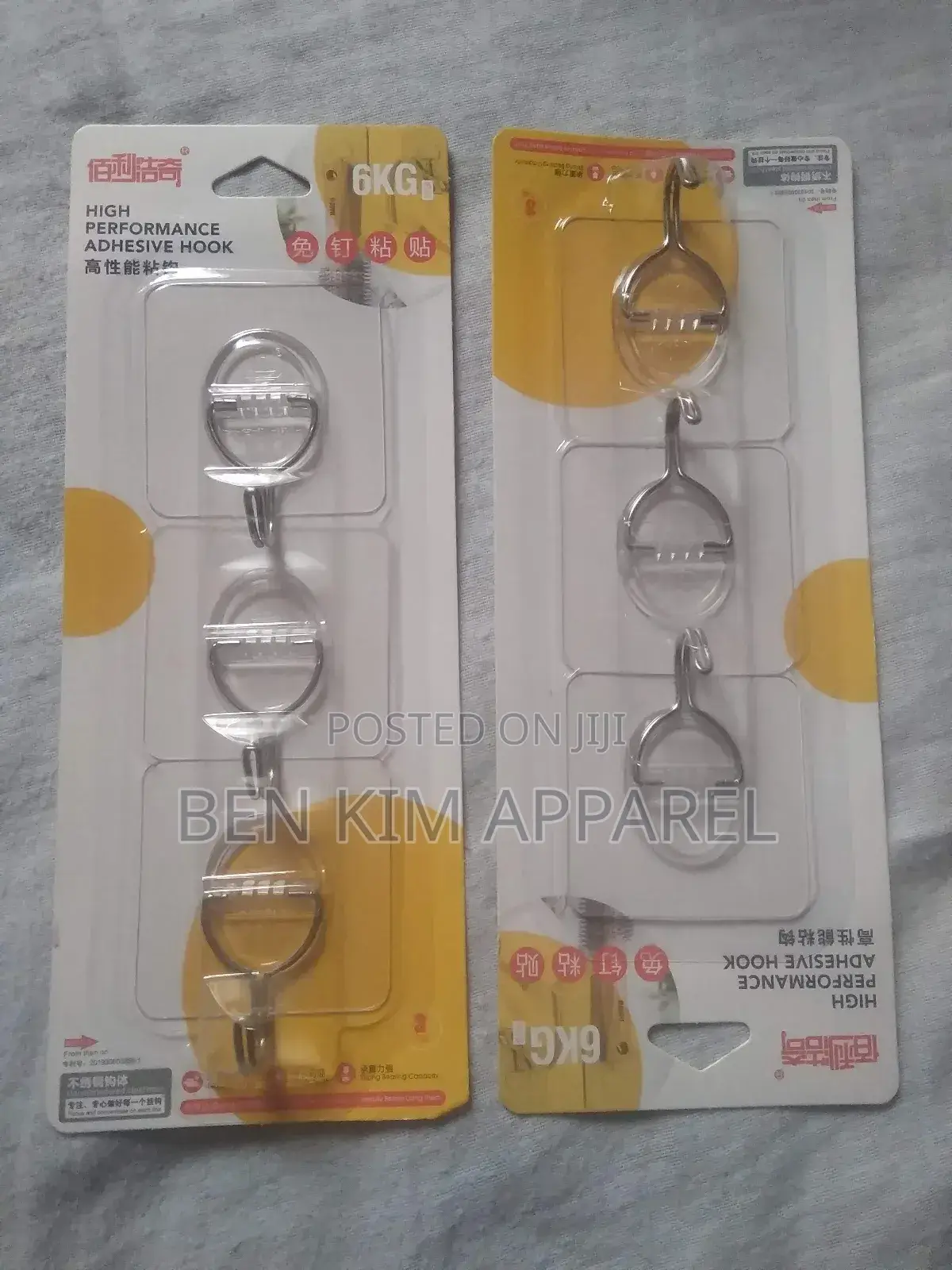 6kgs High Performance Adhesive Clear Hooks 3 Pack