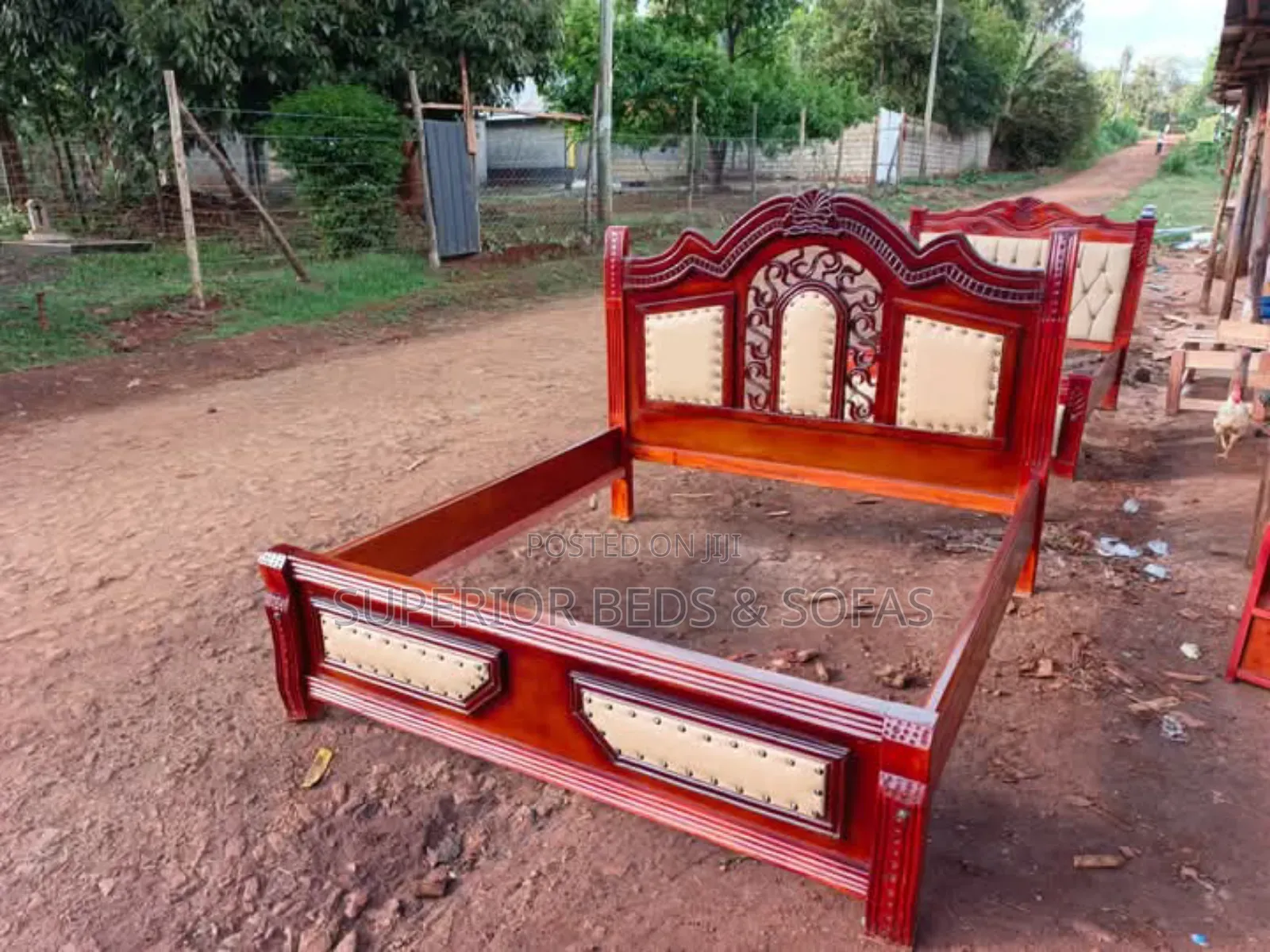 Ornate Mahogany Panel Bed