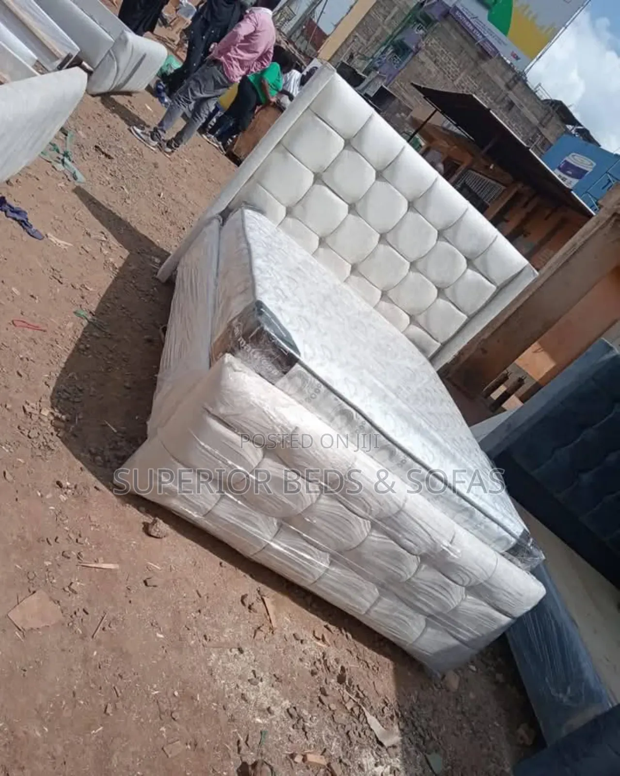 White Square Tufted Bed