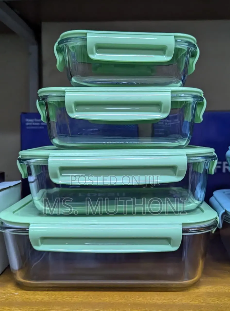 *4pcs Rectangular Glass Lock Storage Container