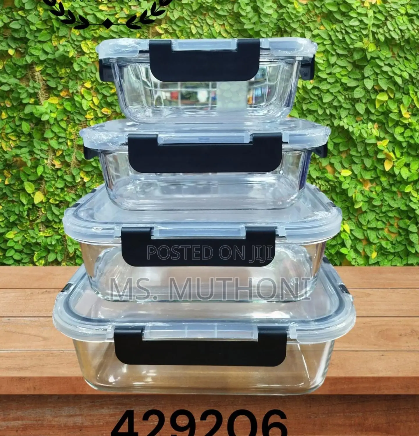 *4pcs Rectangular Glass Lock Storage Container