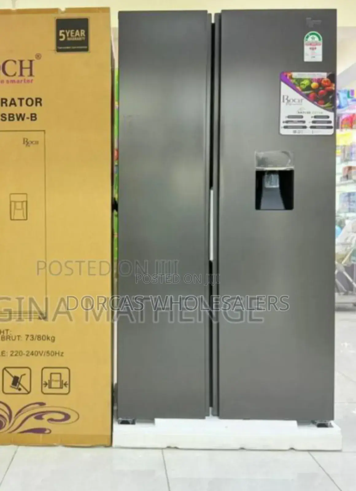 Colour Silver New Roch 439litres Side by Side Refrigerator