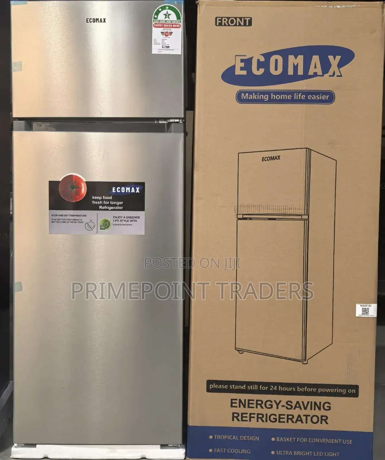 Ecomax 230 Litres Dark Silver Double Door Refrigerator