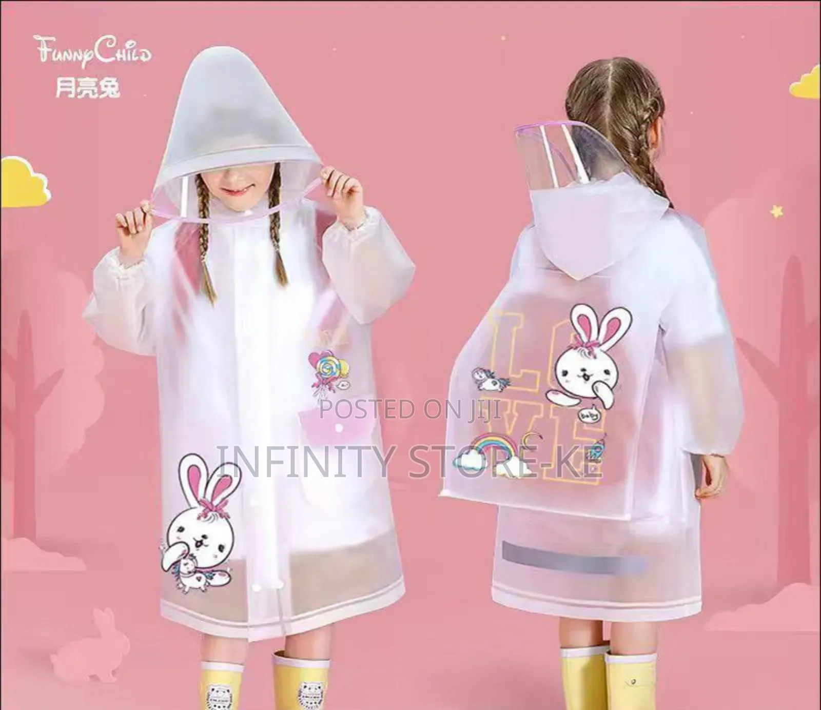 Kids High Quality Rain Coat With Wide Brim Hat