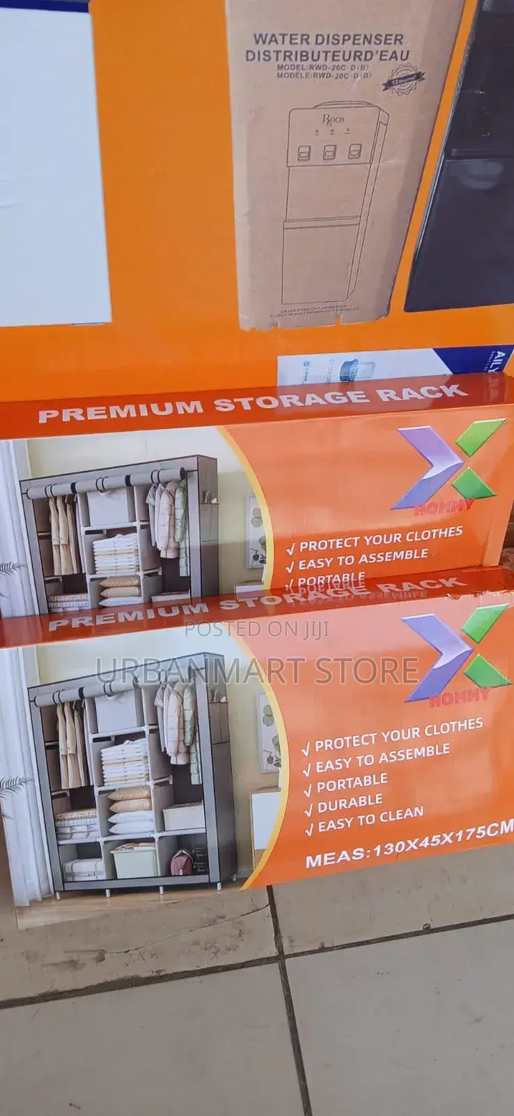 Portable 3-Column Metallic Wardrobe With Non-Woven Cover