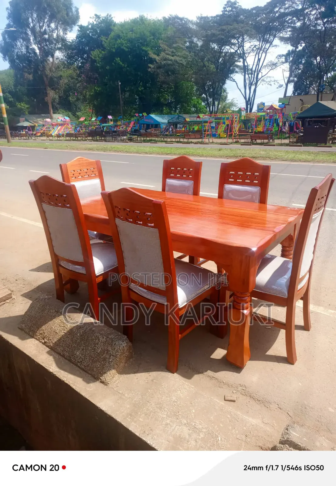 Pure Mahogany 6 Seater Wooden Dining Table Set