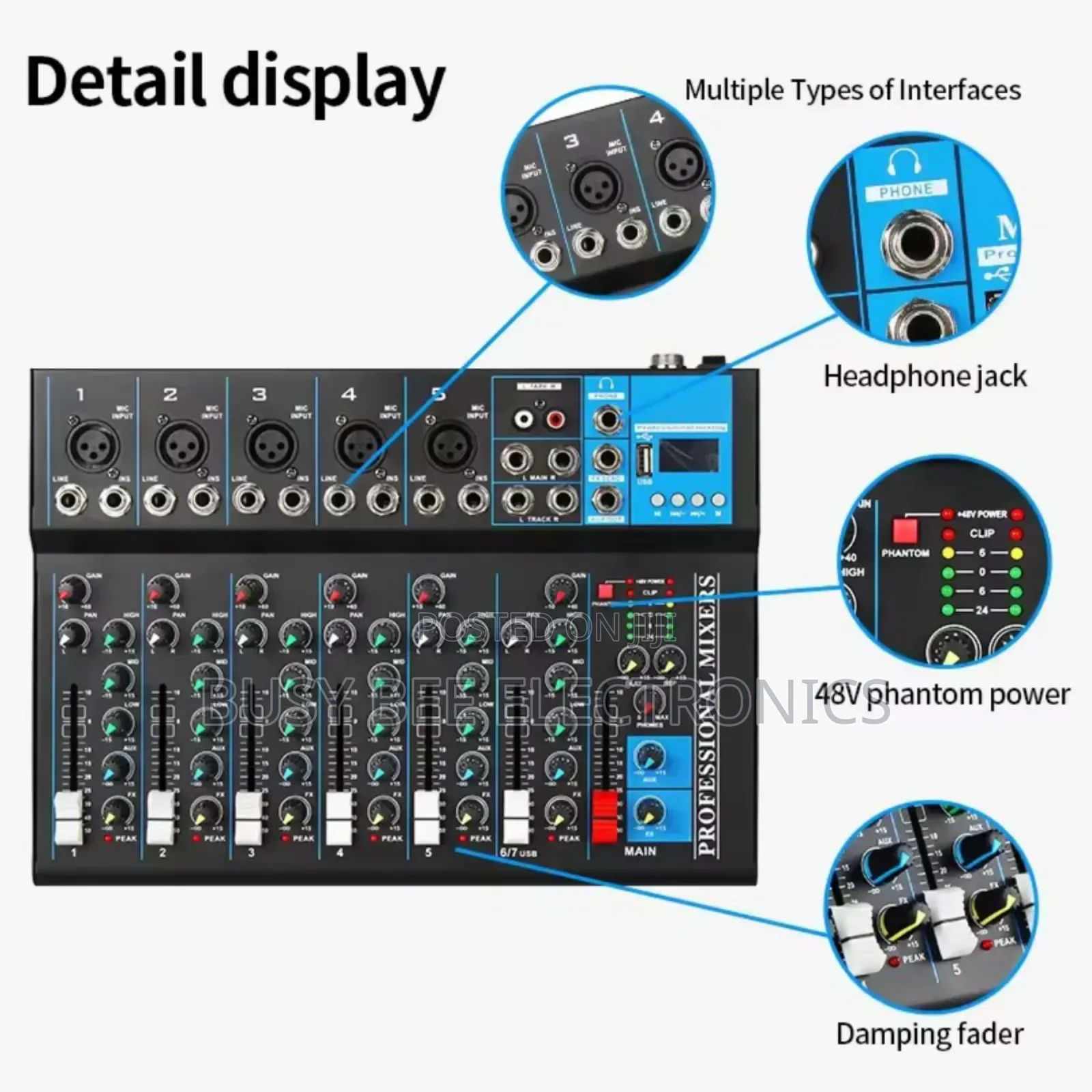 Proffessional 7 Channel Audio Mixer