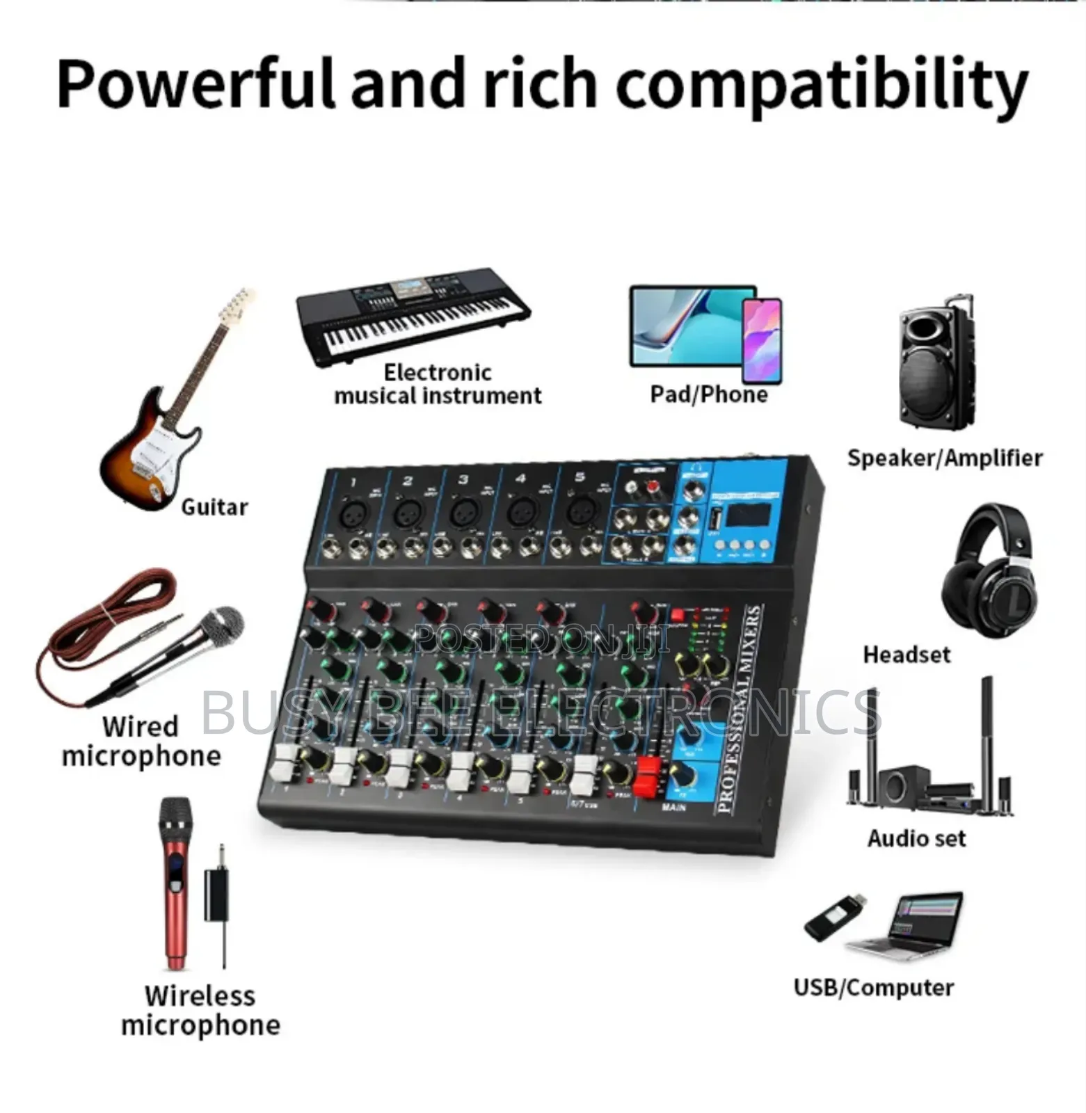 Proffessional 7 Channel Audio Mixer