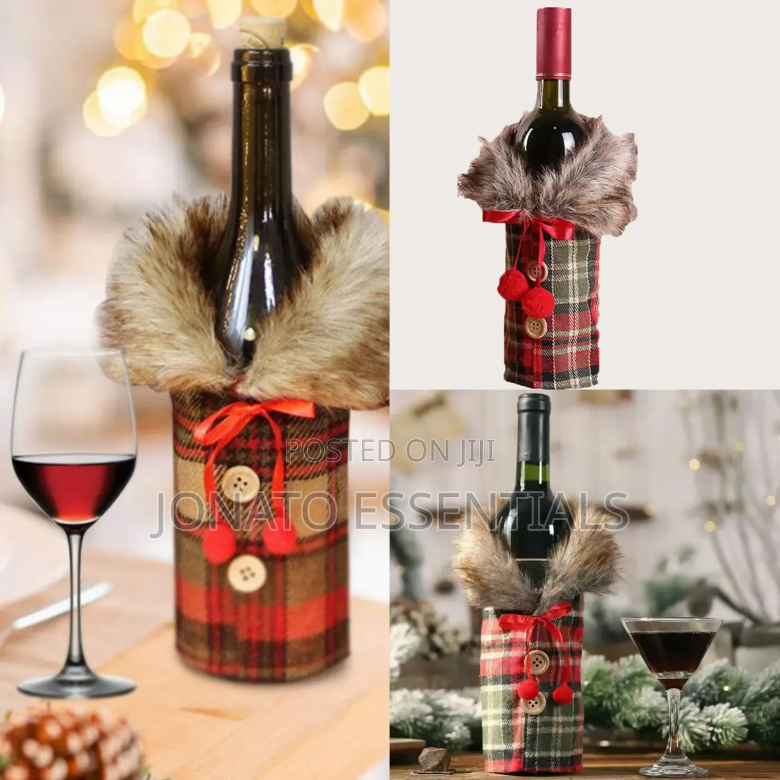 Luxury Wine Bottle Cover - Premium Faux Fur Plaid Gift Bag Nairobi