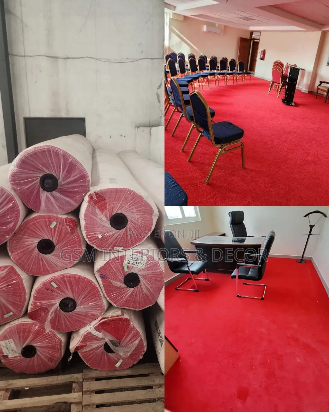 Wall to Wall Red Carpets Pre and Post Installation