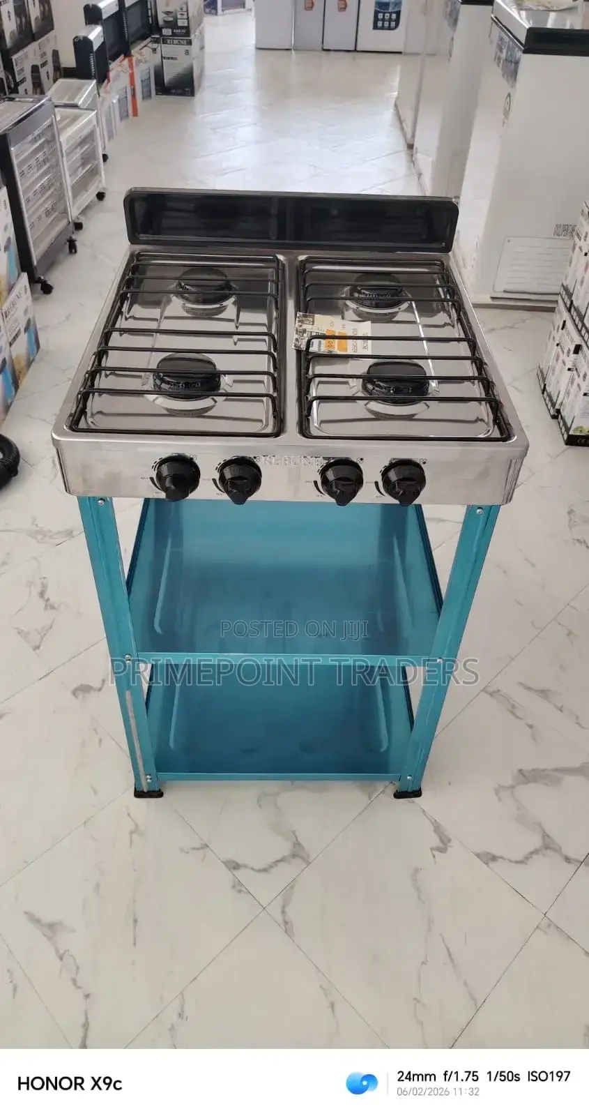 Rebune Four Burner Standing Gas Stove With Shelves