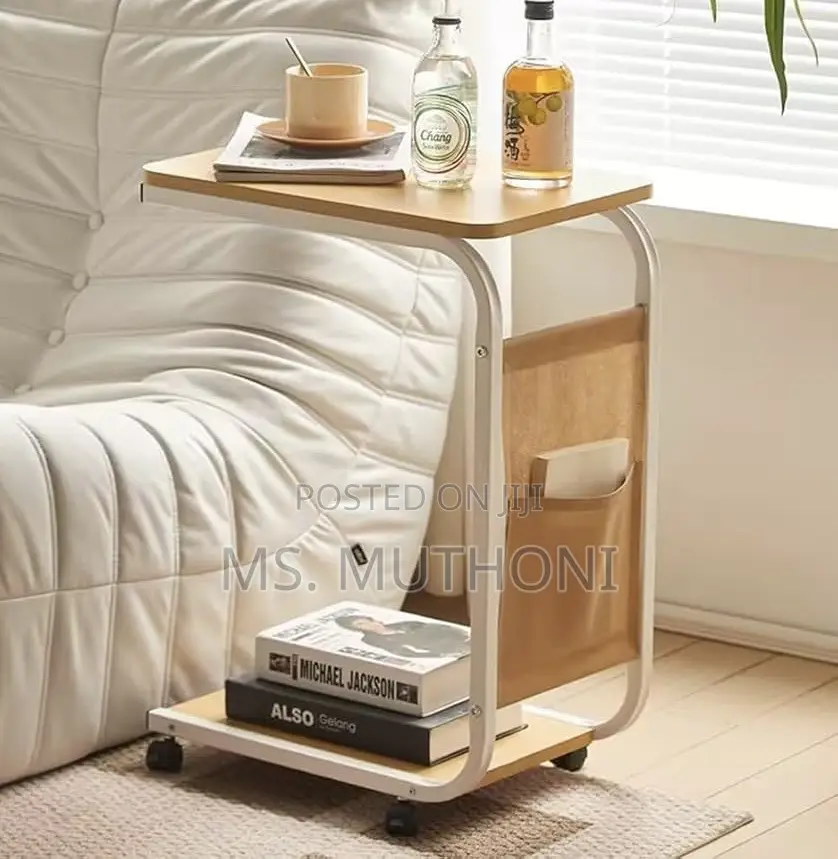 Multifunctional 2 Layer Trolley Side Table With Matching Insert Pocket