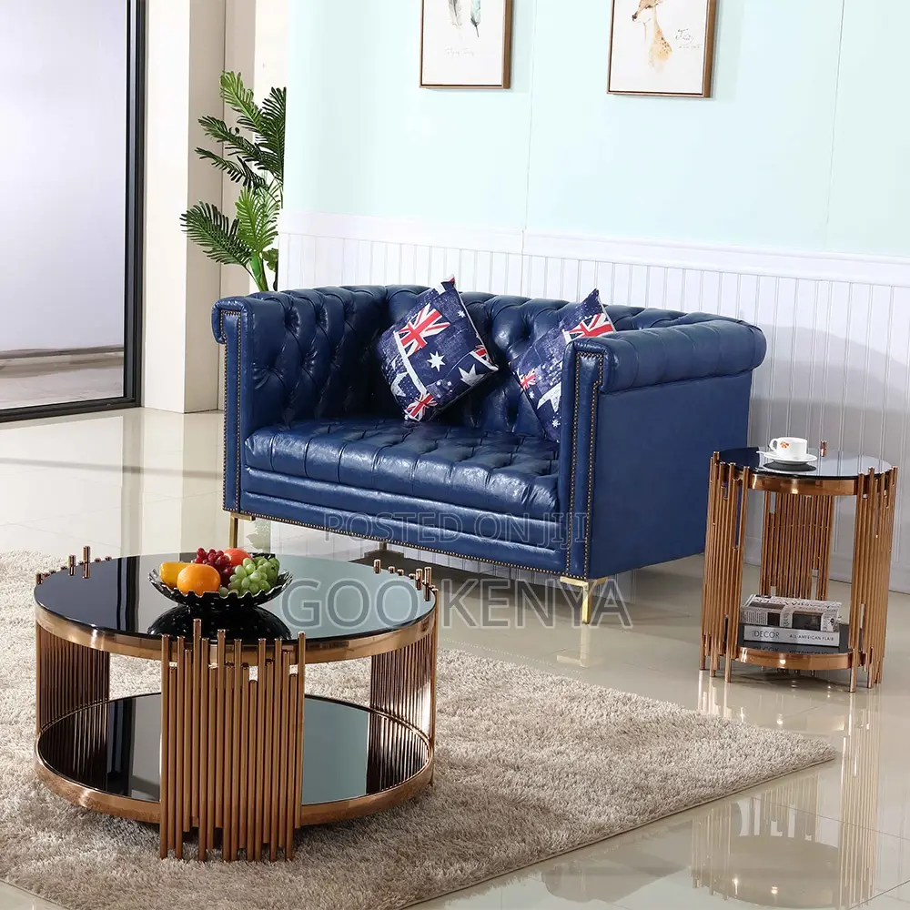 Home Table; Elegant Glass Top Coffee Table With Metallic Frame