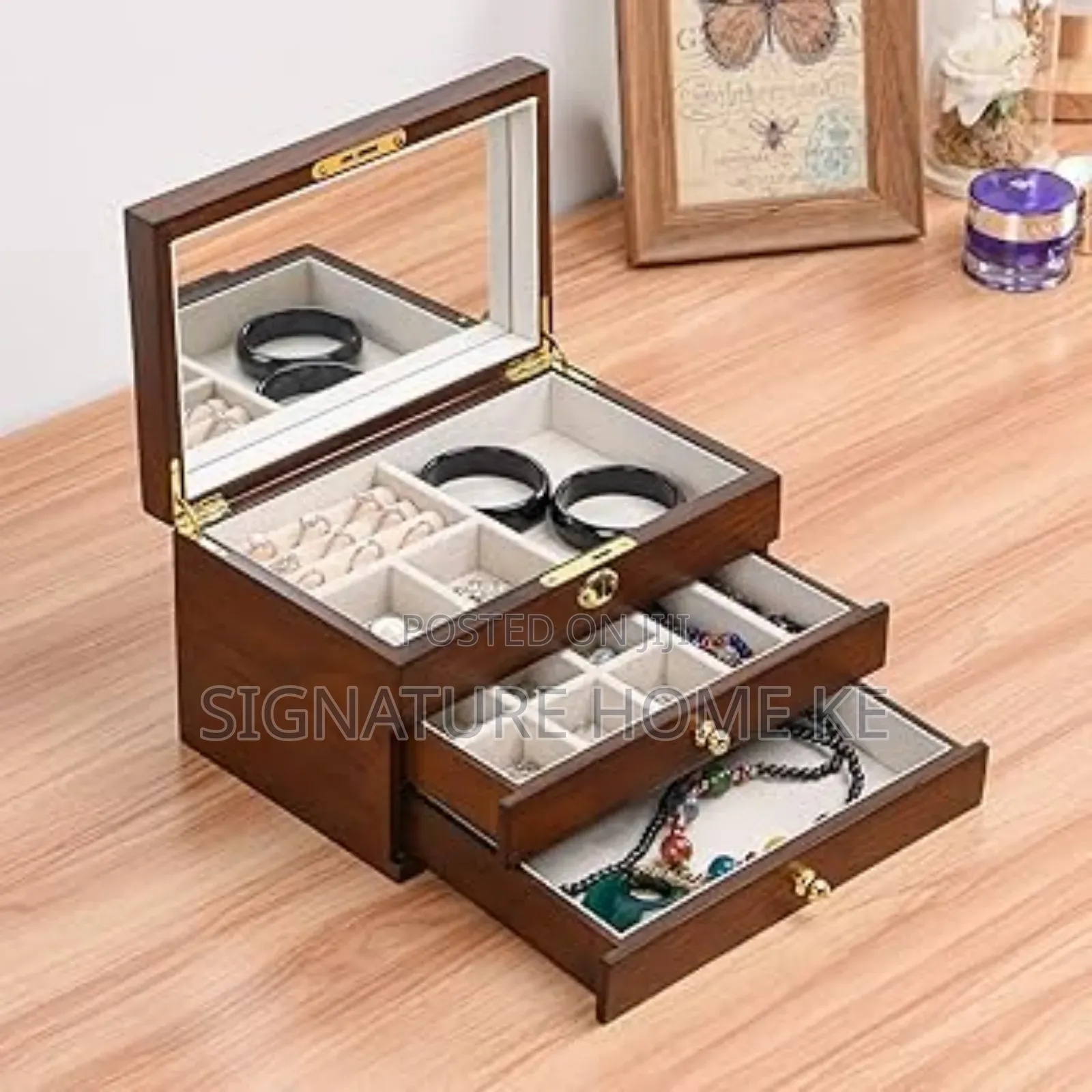 Wood Grain 3 Layer Jewelry Organizer