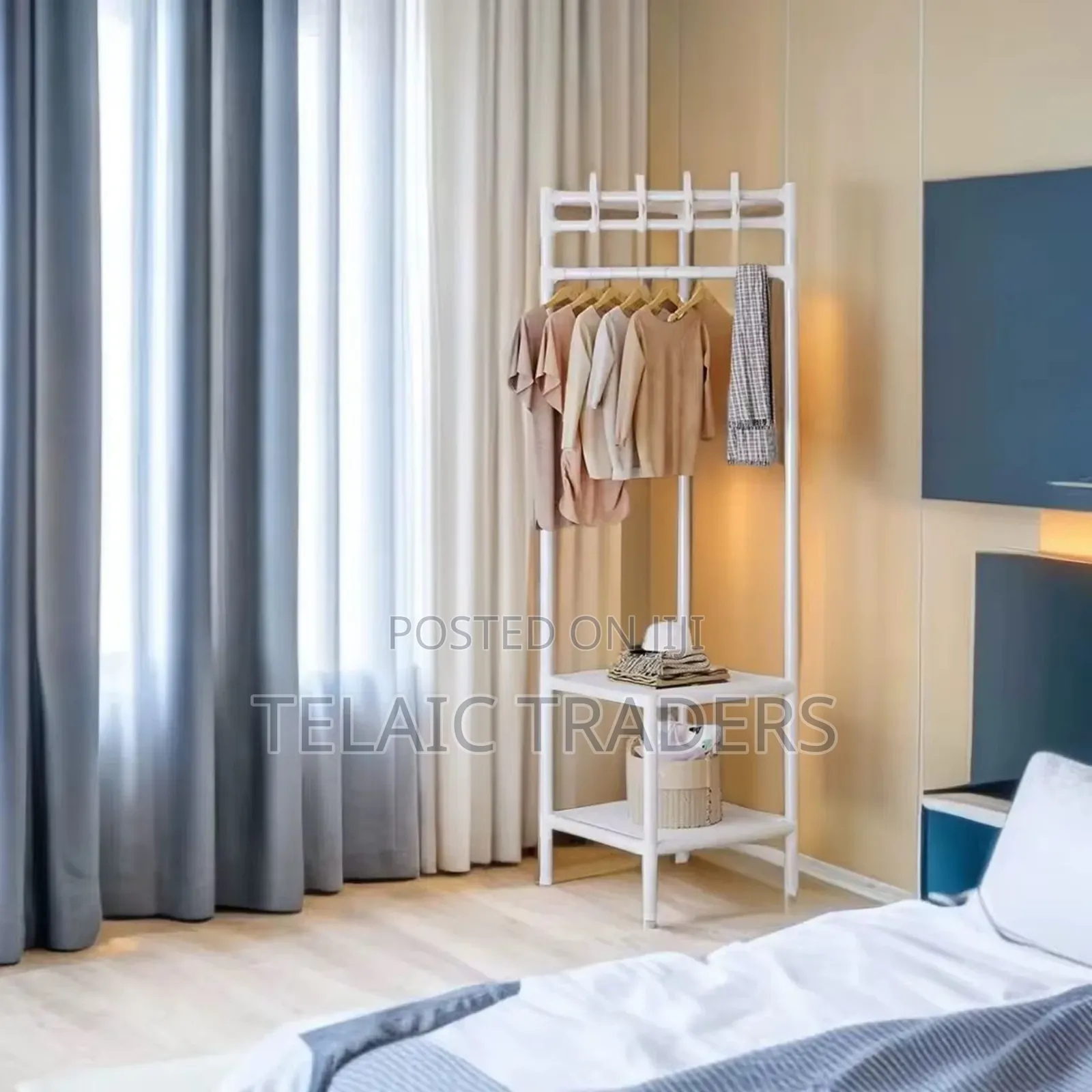 Metallic Corner Cloth Rack With Hanger
Color: Black 
Size :188cm