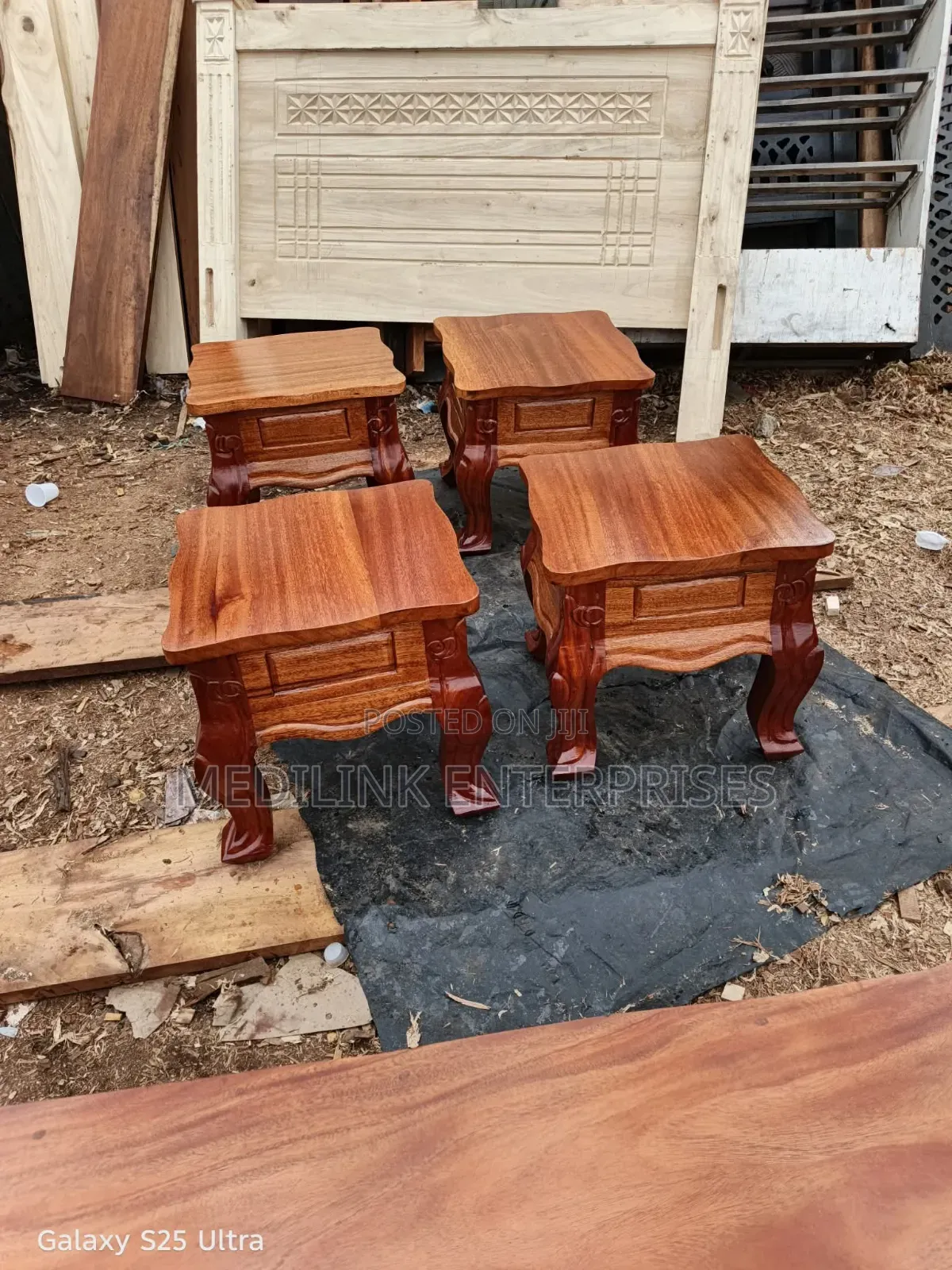 Royal Mahogany Crafted Coffee Table Stools
