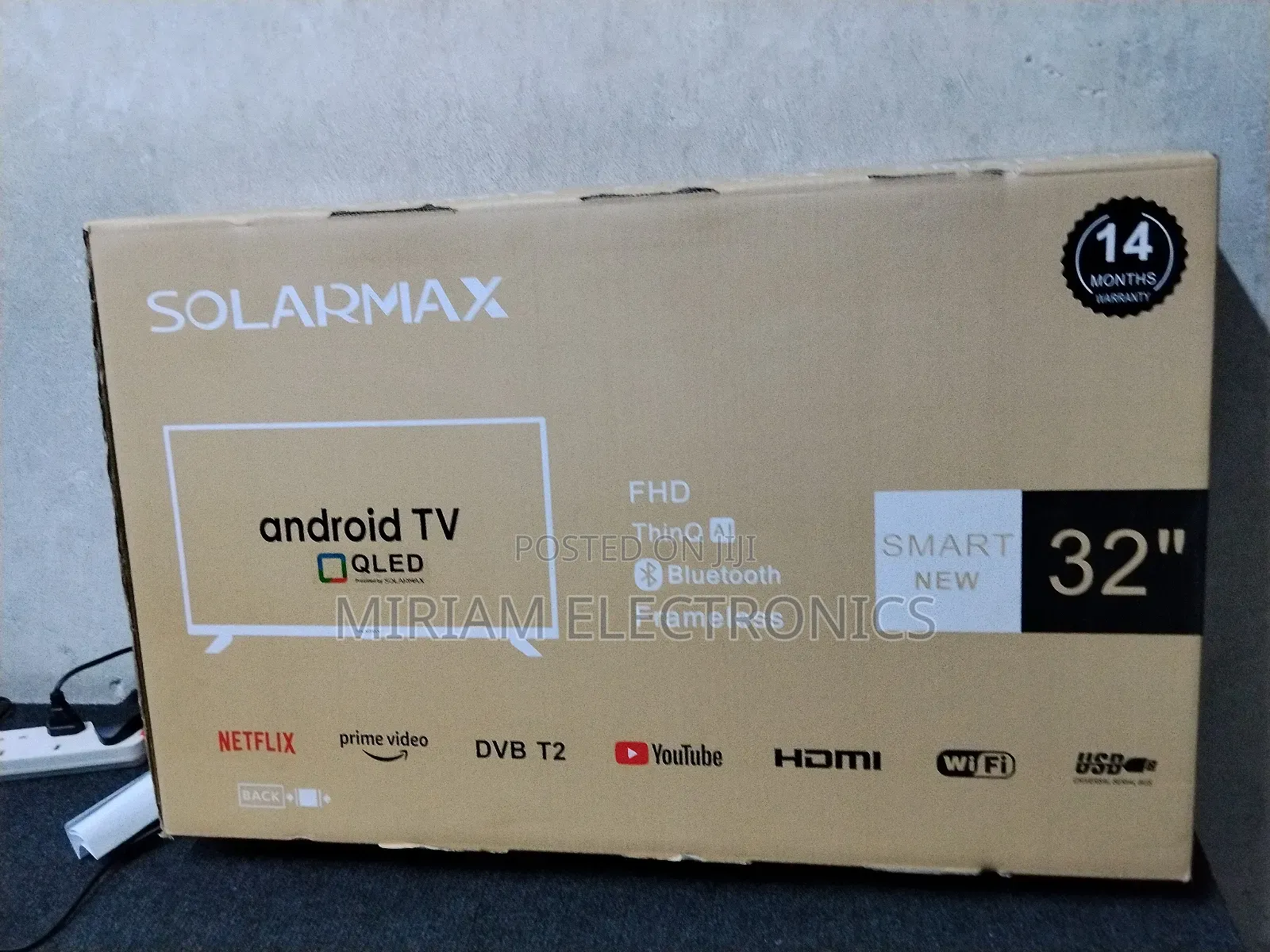 Solarmax 32 Inches Smart Tv, Fhd, Frameless, Bluetooth, Android14