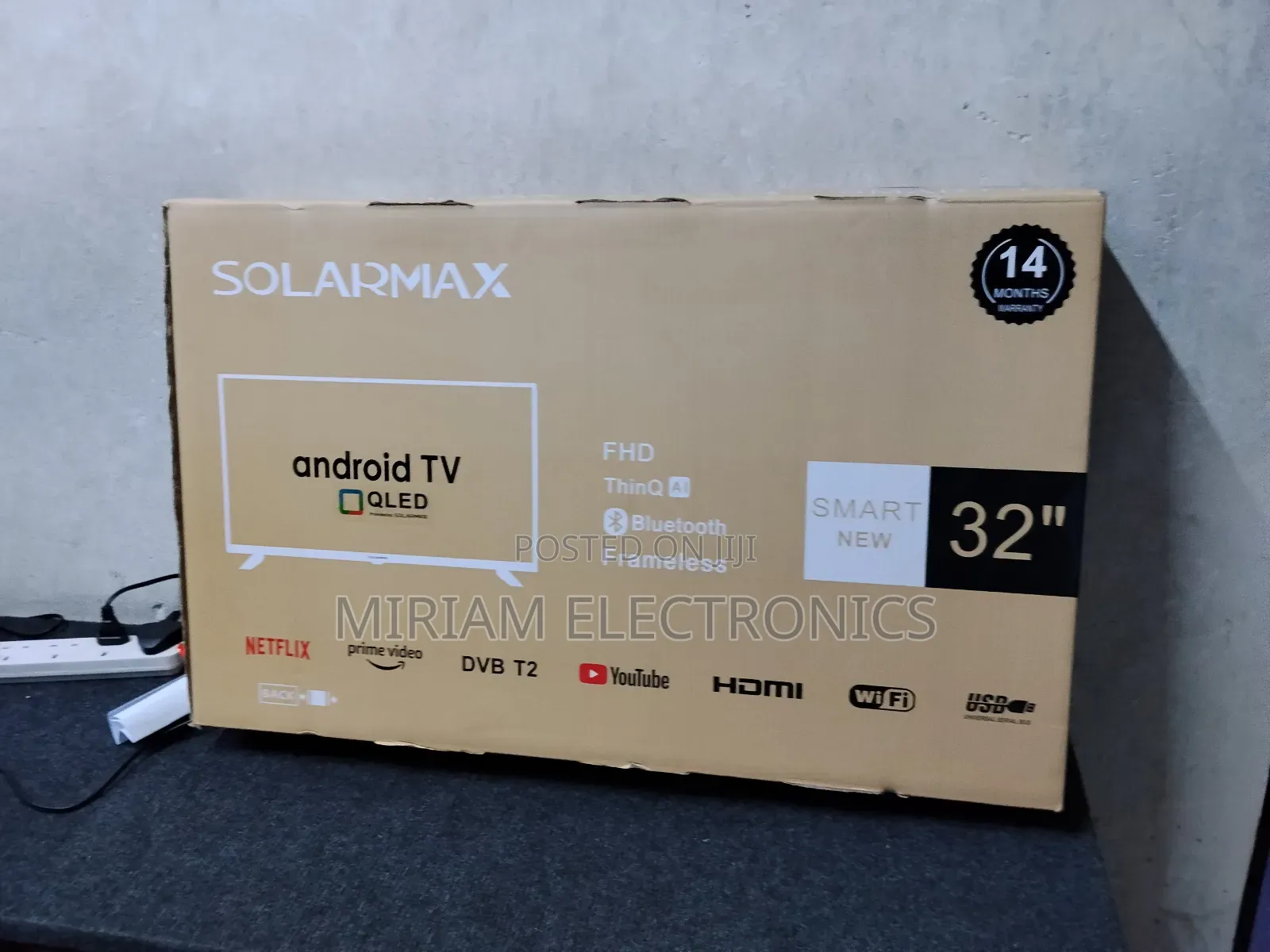 Solarmax 32 Inches Smart Tv, Fhd, Frameless, Bluetooth, Android14