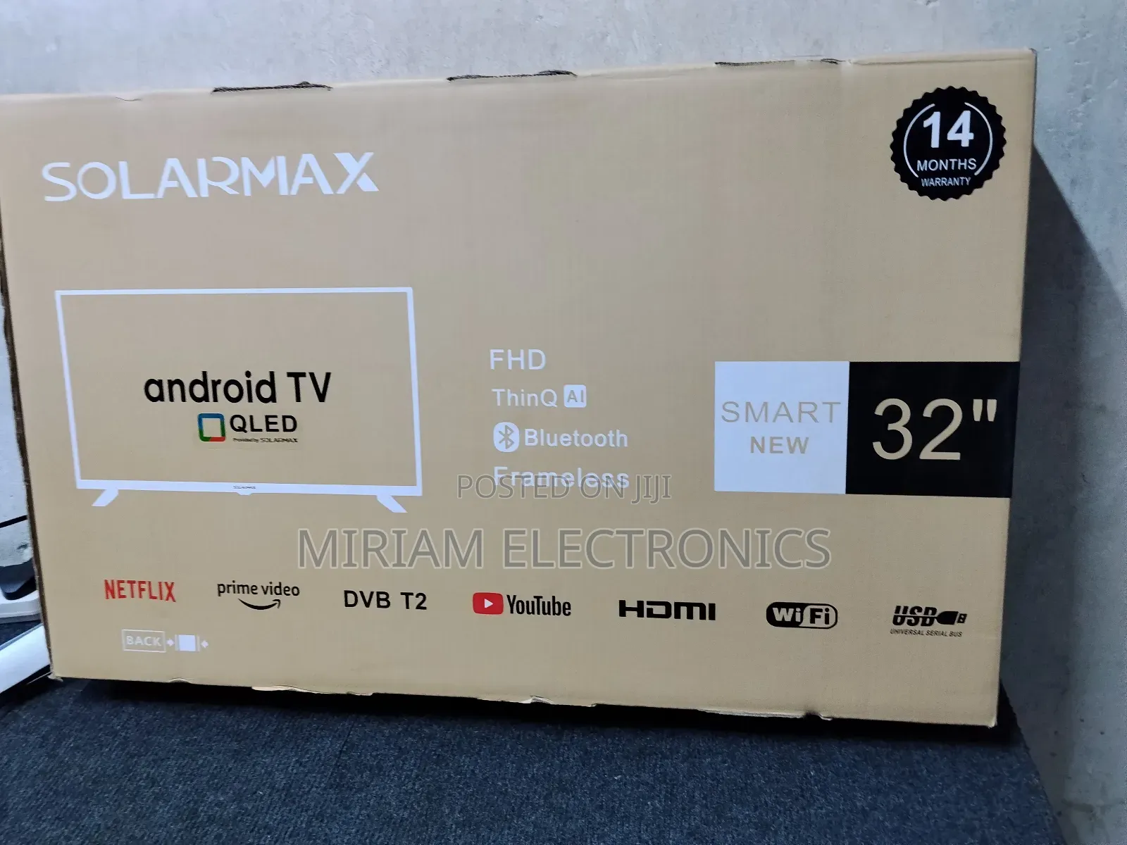 Solarmax 32 Inches Smart Tv, Fhd, Frameless, Bluetooth, Android14