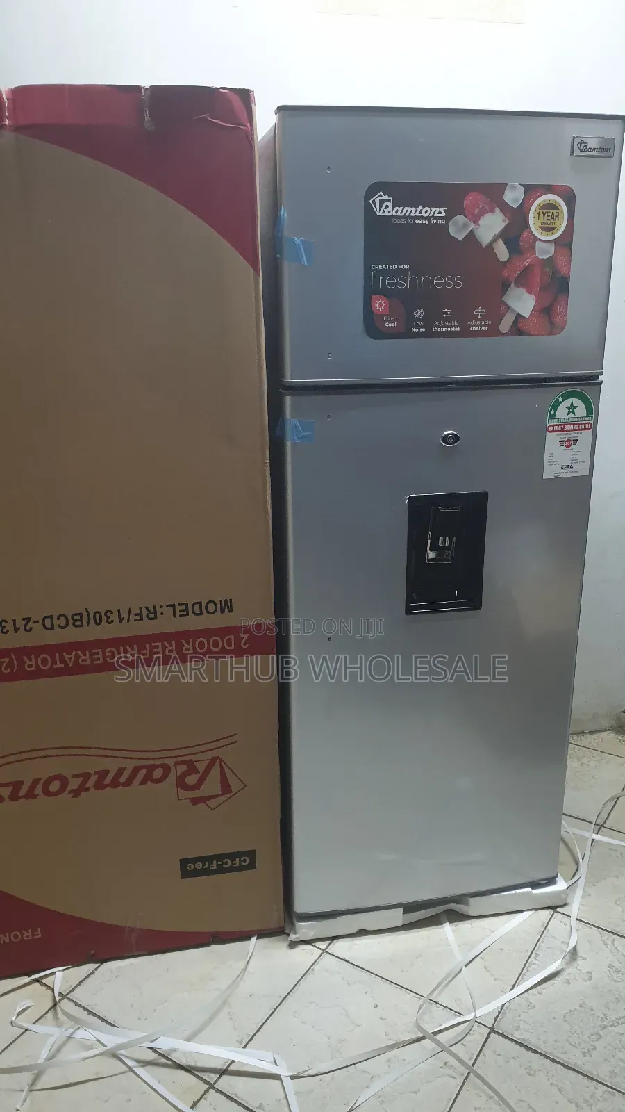 Ramtons 213 Liters 2 Door Fridge + Dispenser, Silver- Rf/130