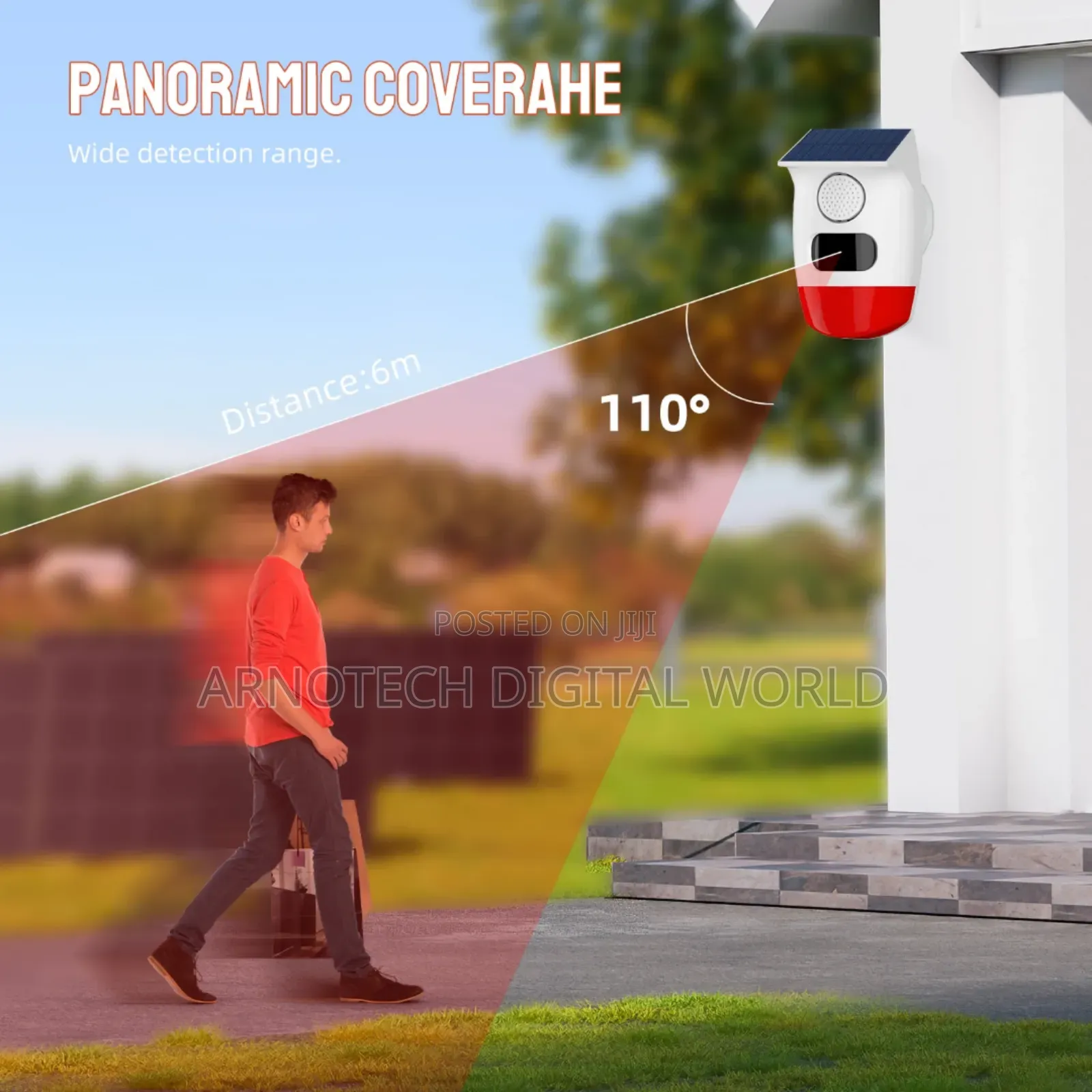 Panoramic Solar Alarm Dual Charging With Remote Control