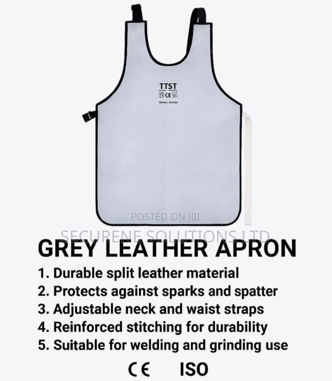 Ttst Gray Leather Apron For Industrial Safety