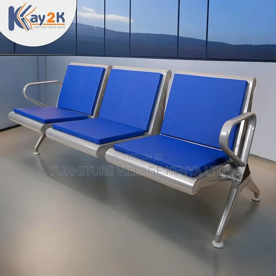 Three Seater Waiting Room Chair| Blue & Black Colors| Heavy-duty